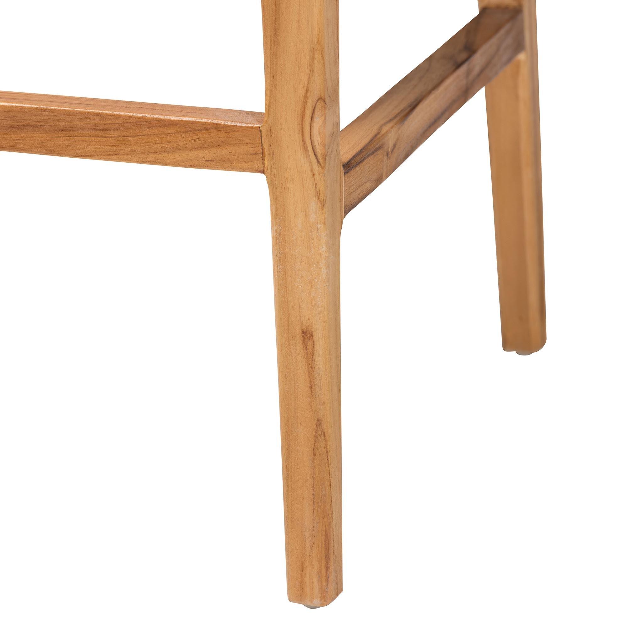 bali & pari Storsel Bohemian Rattan and Teak Wood 2-Piece Bar Stool Set