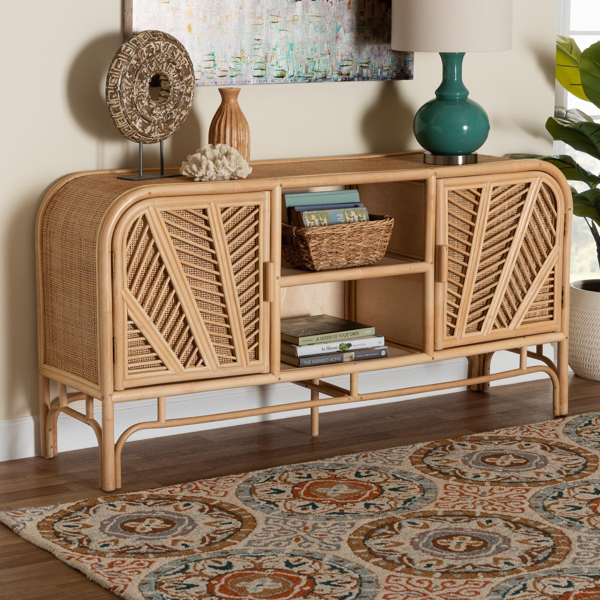 bali & pari Carabella Bohemian Rattan 2-Door Storage Cabinet