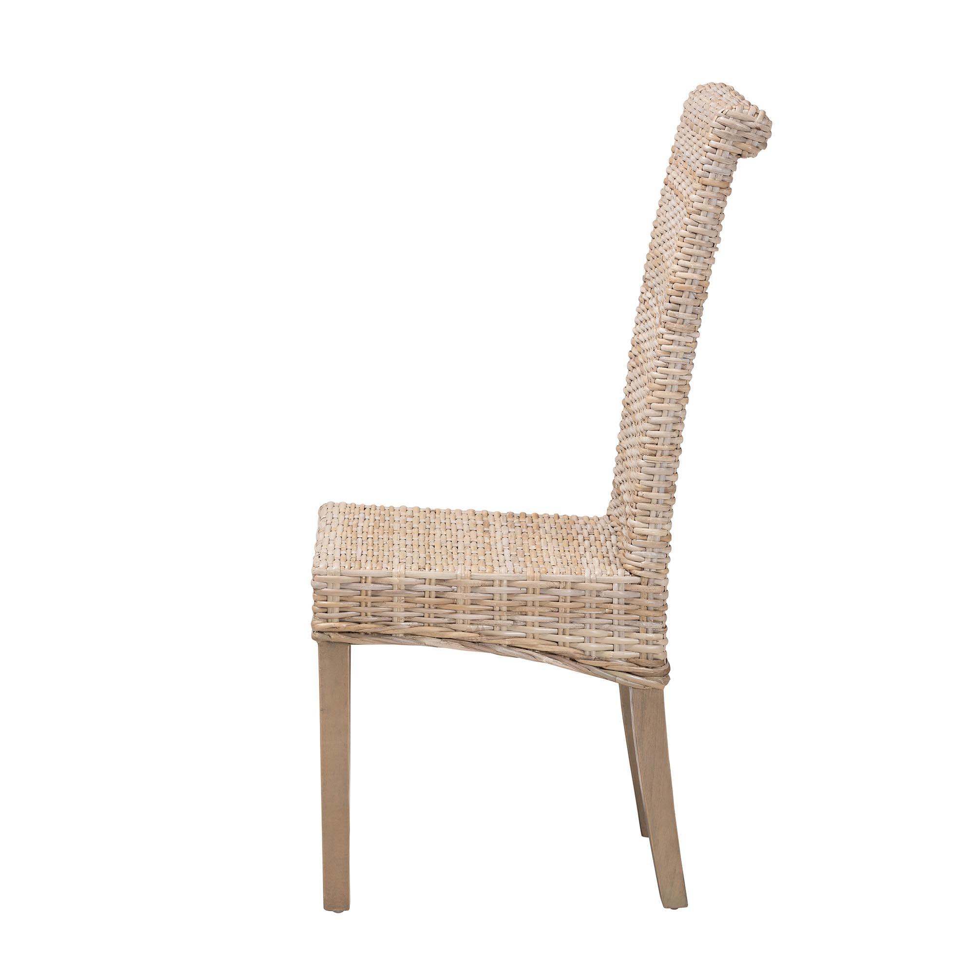 bali & pari Santiago Bohemian Kubu Rattan and Mango Wood Dining Chair