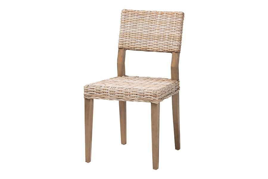 bali & pari Barossa Bohemian Kubu Rattan and Mahogany Wood Dining Chair