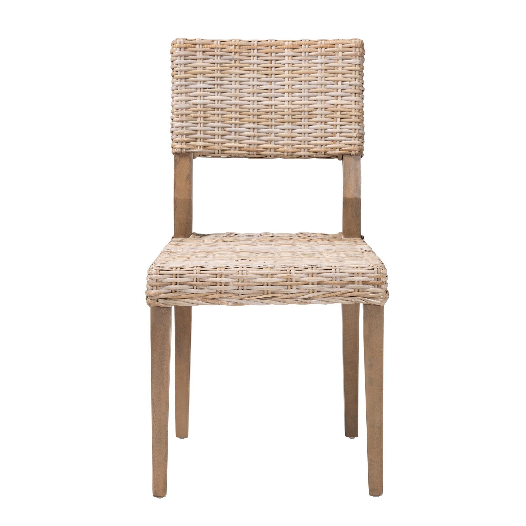 bali & pari Barossa Bohemian Kubu Rattan and Mahogany Wood Dining Chair