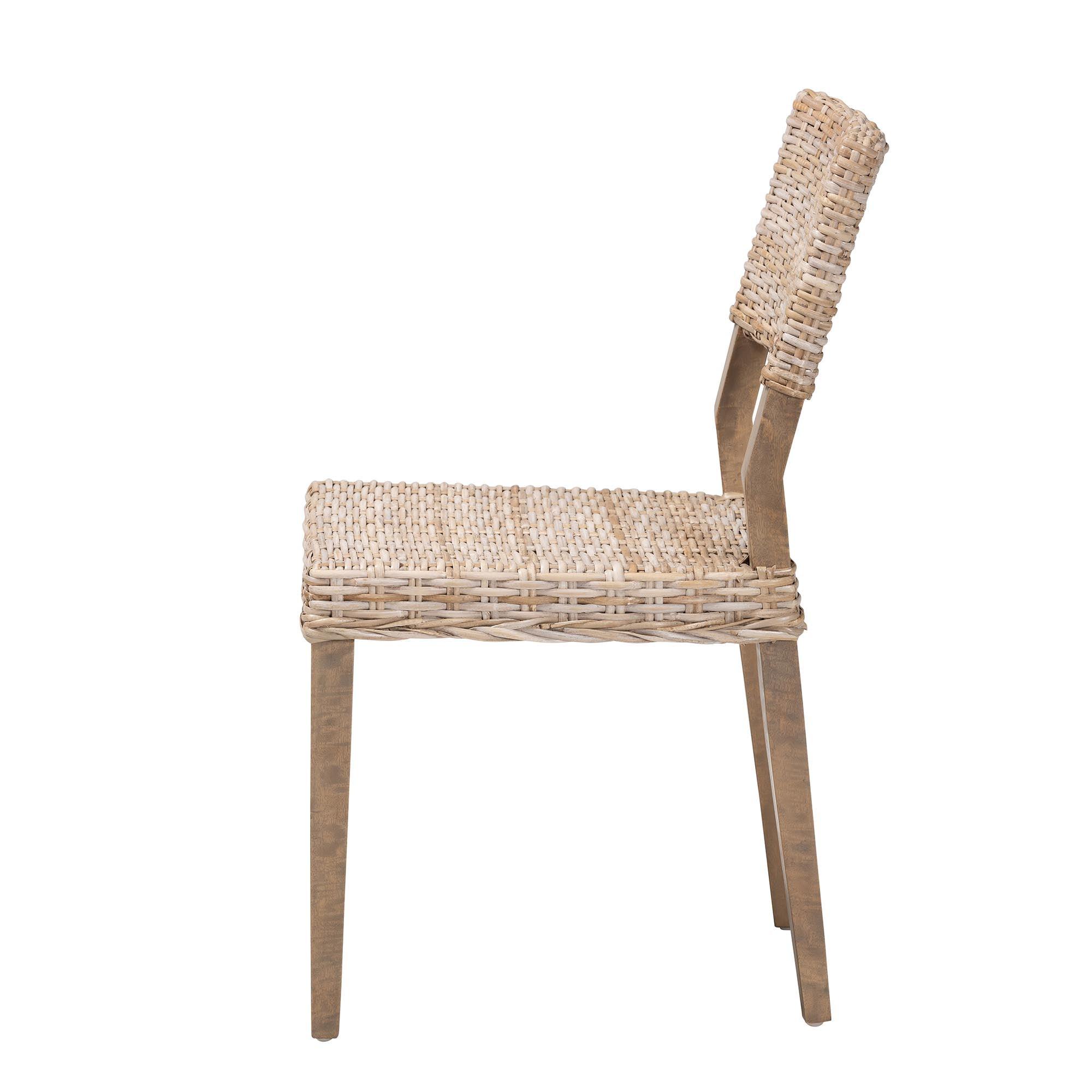 bali & pari Barossa Bohemian Kubu Rattan and Mahogany Wood Dining Chair