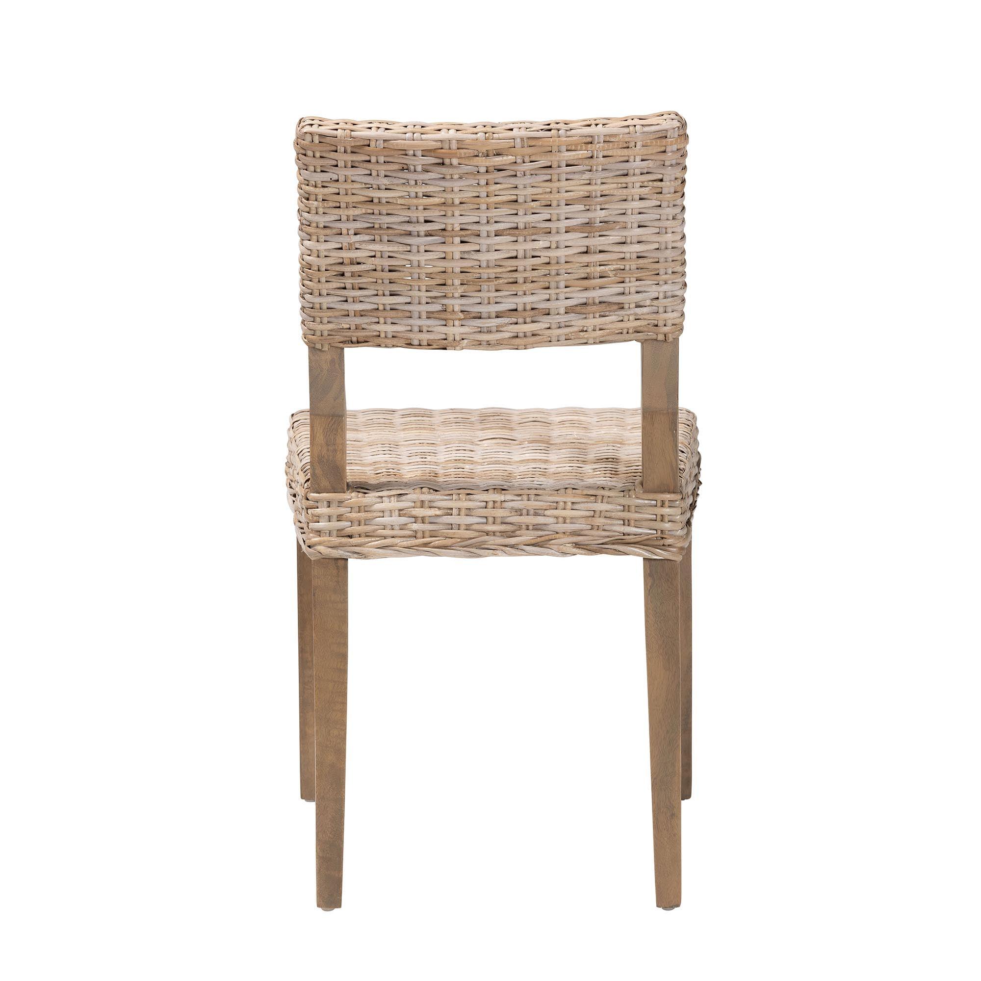 bali & pari Barossa Bohemian Kubu Rattan and Mahogany Wood Dining Chair