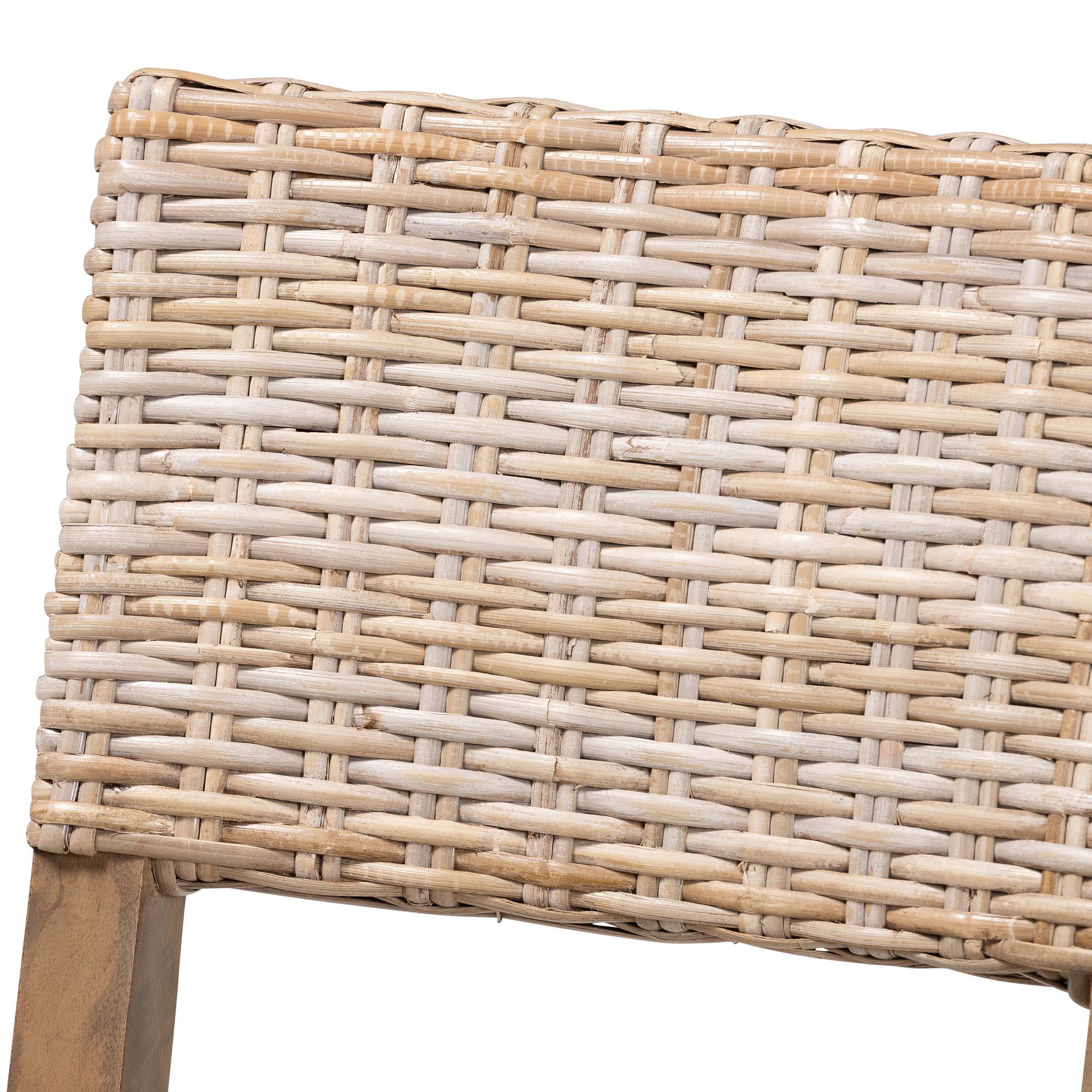 bali & pari Barossa Bohemian Kubu Rattan and Mahogany Wood Dining Chair