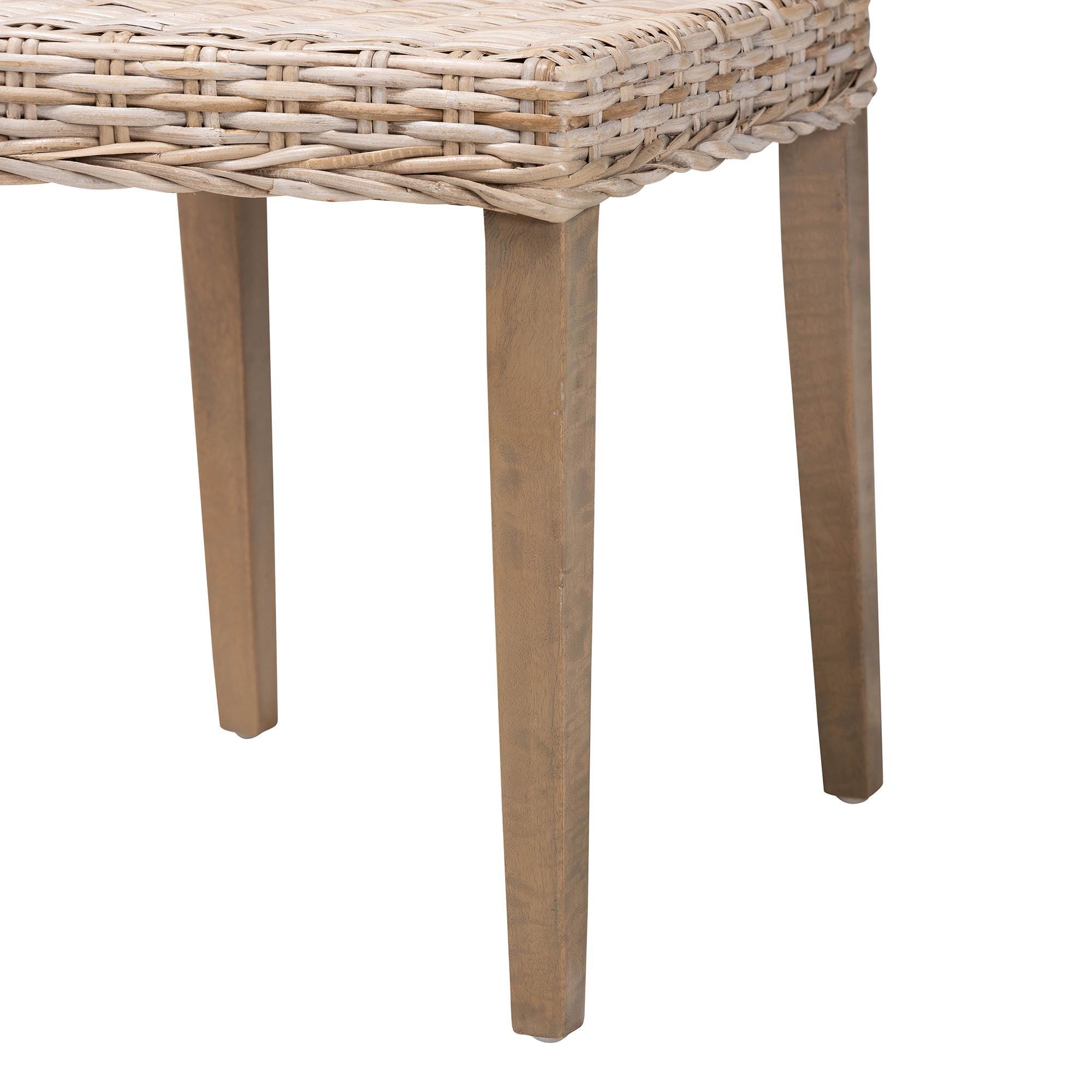 bali & pari Barossa Bohemian Kubu Rattan and Mahogany Wood Dining Chair