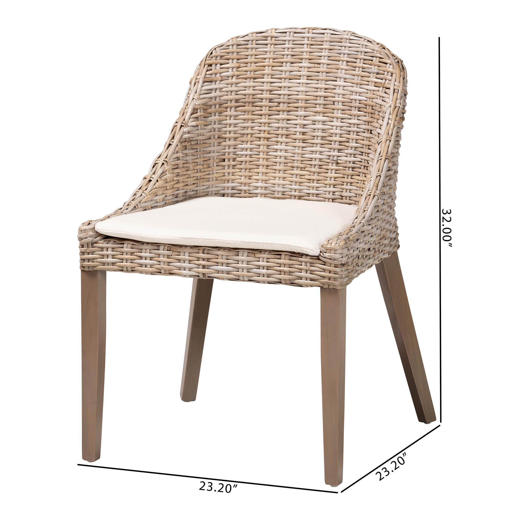 bali & pari Lara Bohemian Kubu Rattan and Mahogany Wood Dining Chair