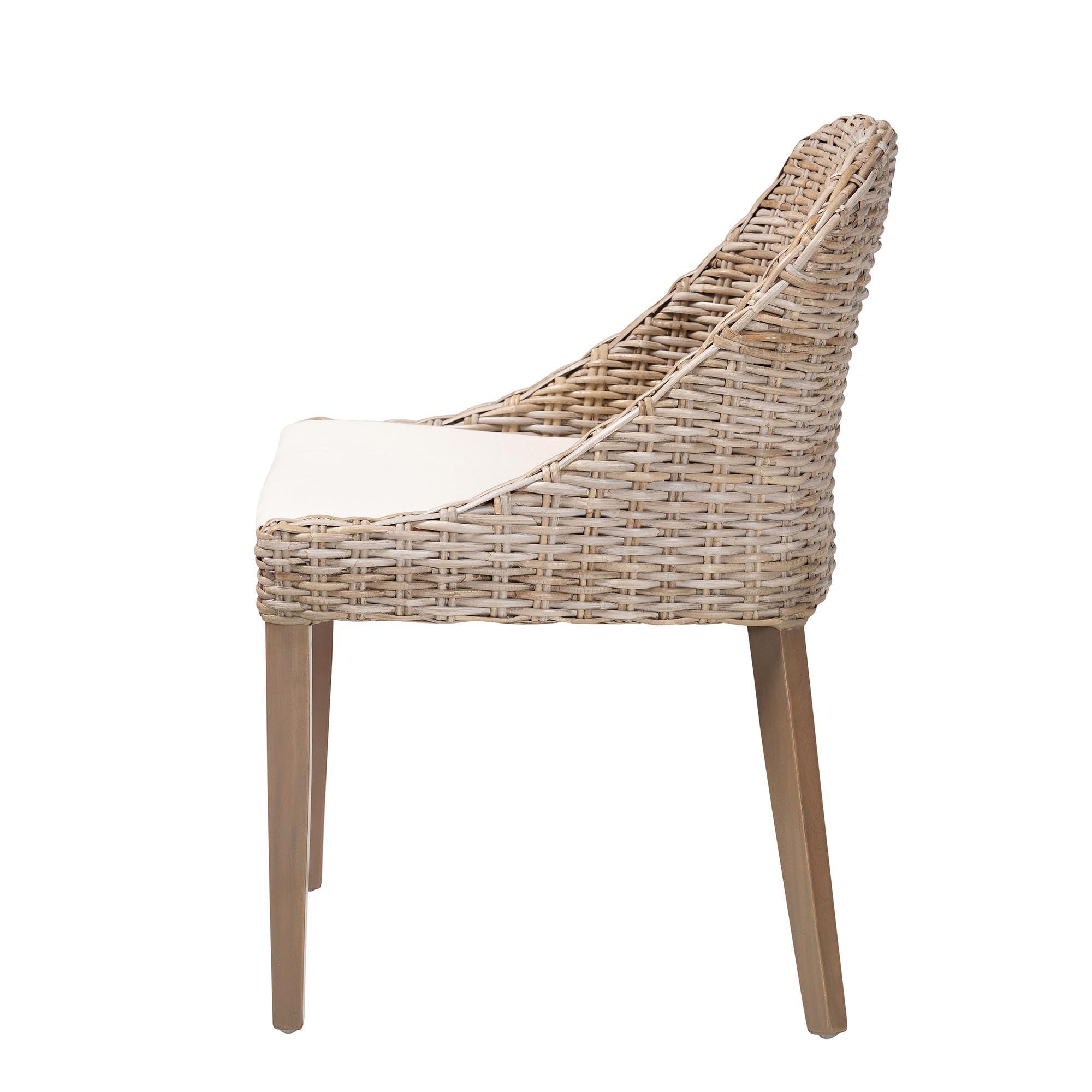 bali & pari Lara Bohemian Kubu Rattan and Mahogany Wood Dining Chair