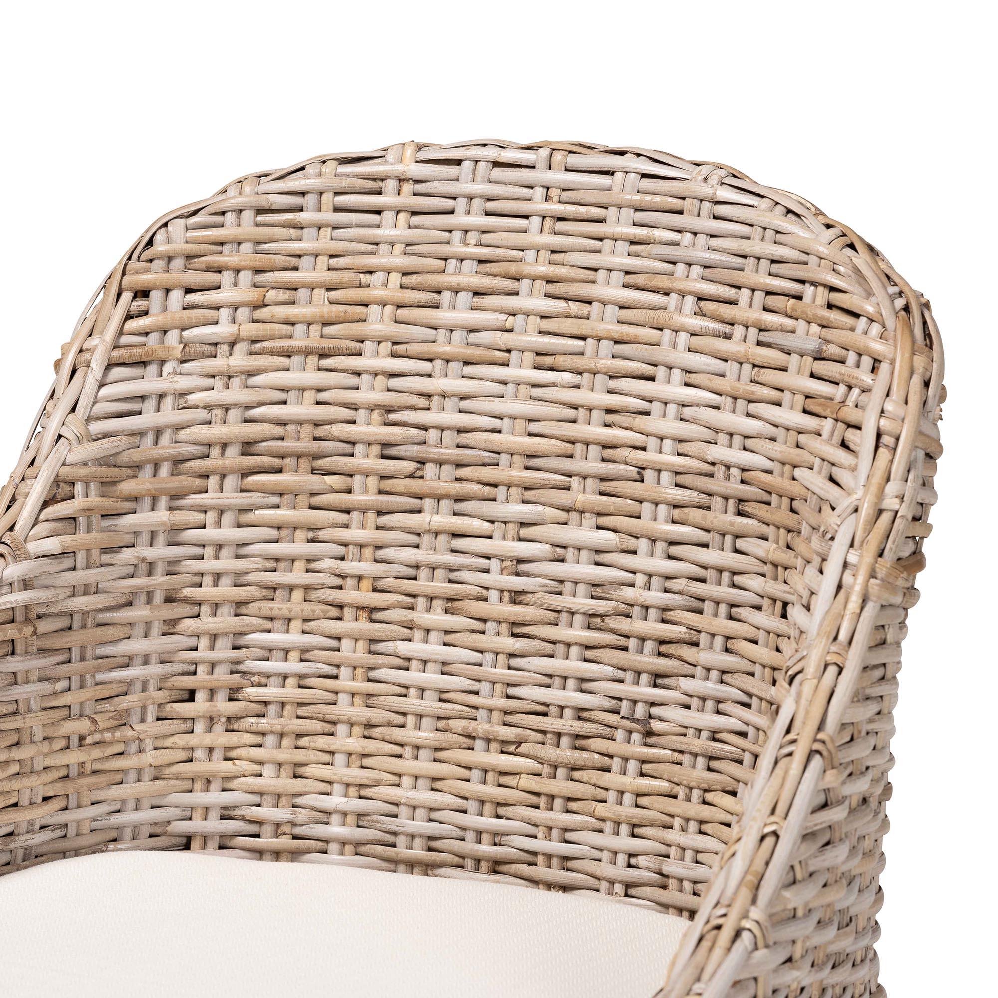 bali & pari Lara Bohemian Kubu Rattan and Mahogany Wood Dining Chair