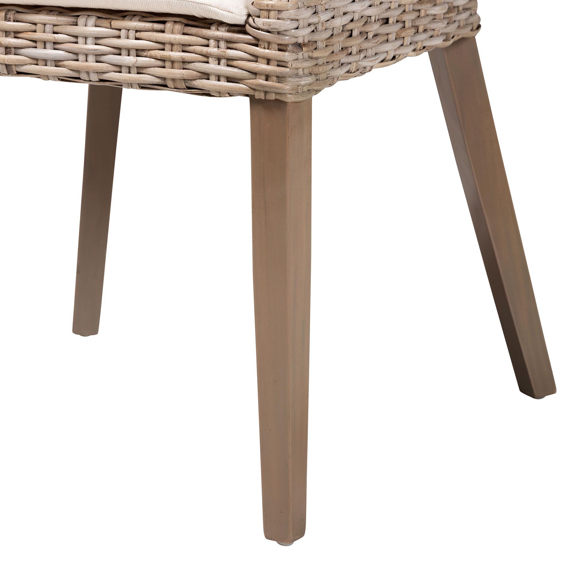 bali & pari Lara Bohemian Kubu Rattan and Mahogany Wood Dining Chair