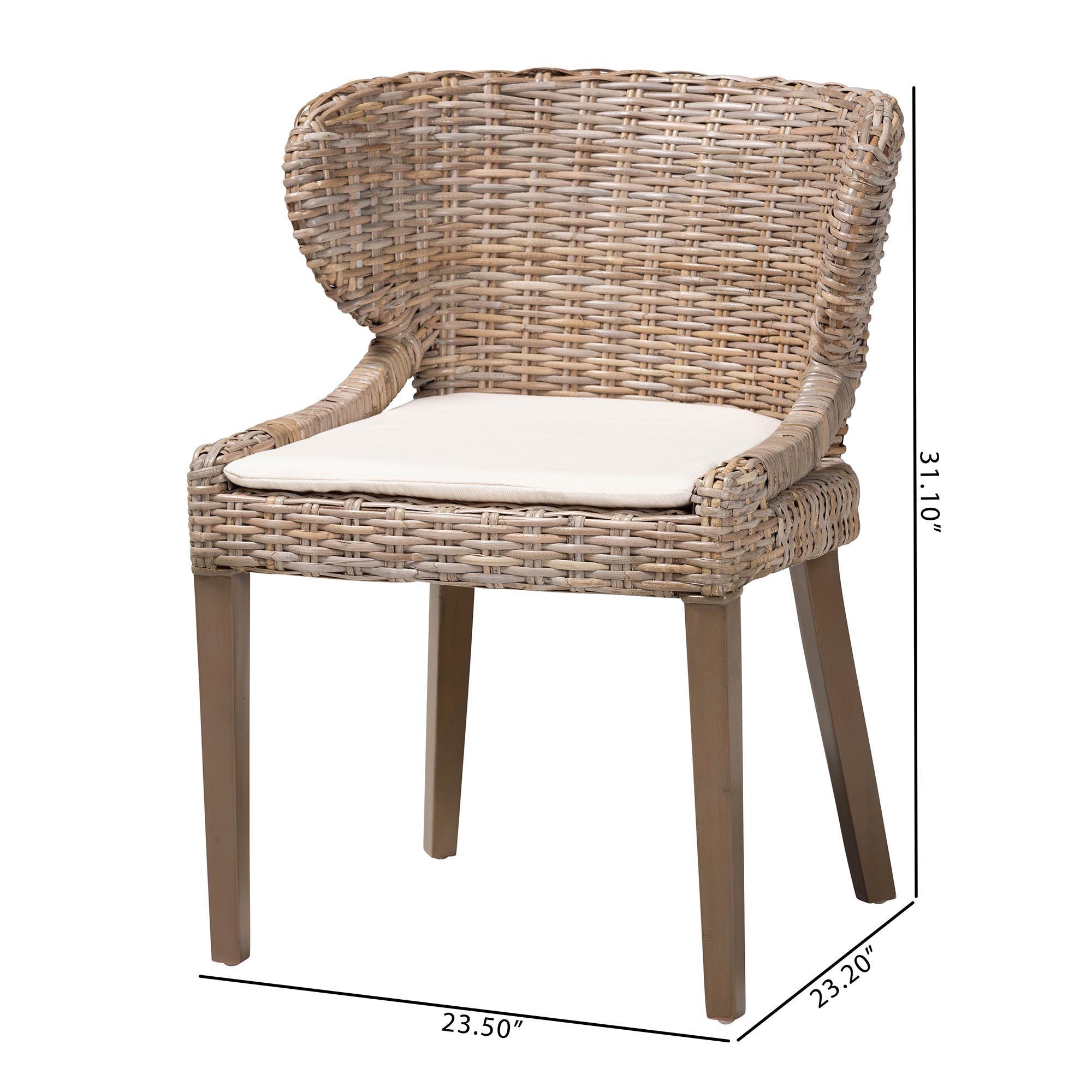 bali & pari Niesha Bohemian Kubu Rattan and Mahogany Wood Dining Chair