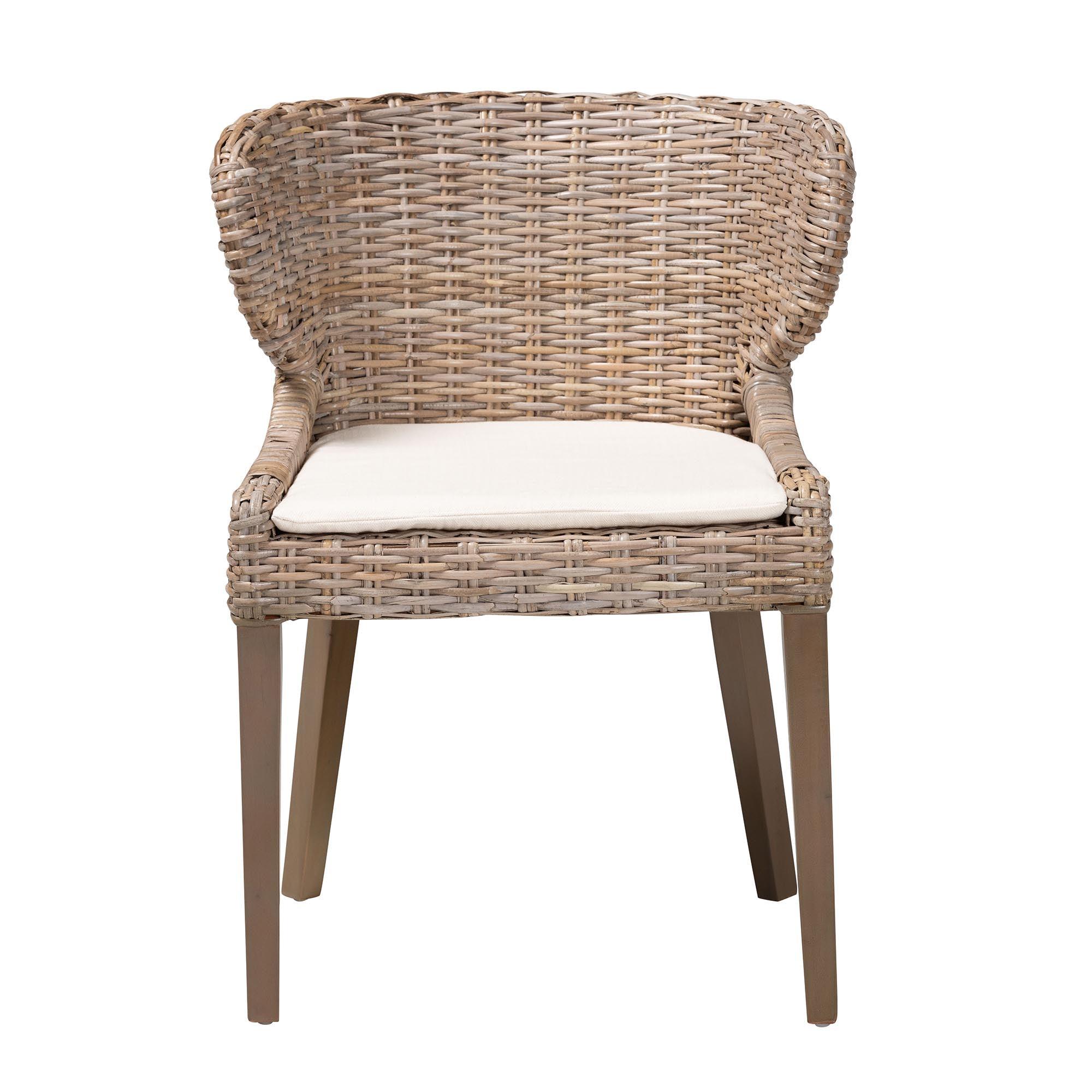 bali & pari Niesha Bohemian Kubu Rattan and Mahogany Wood Dining Chair