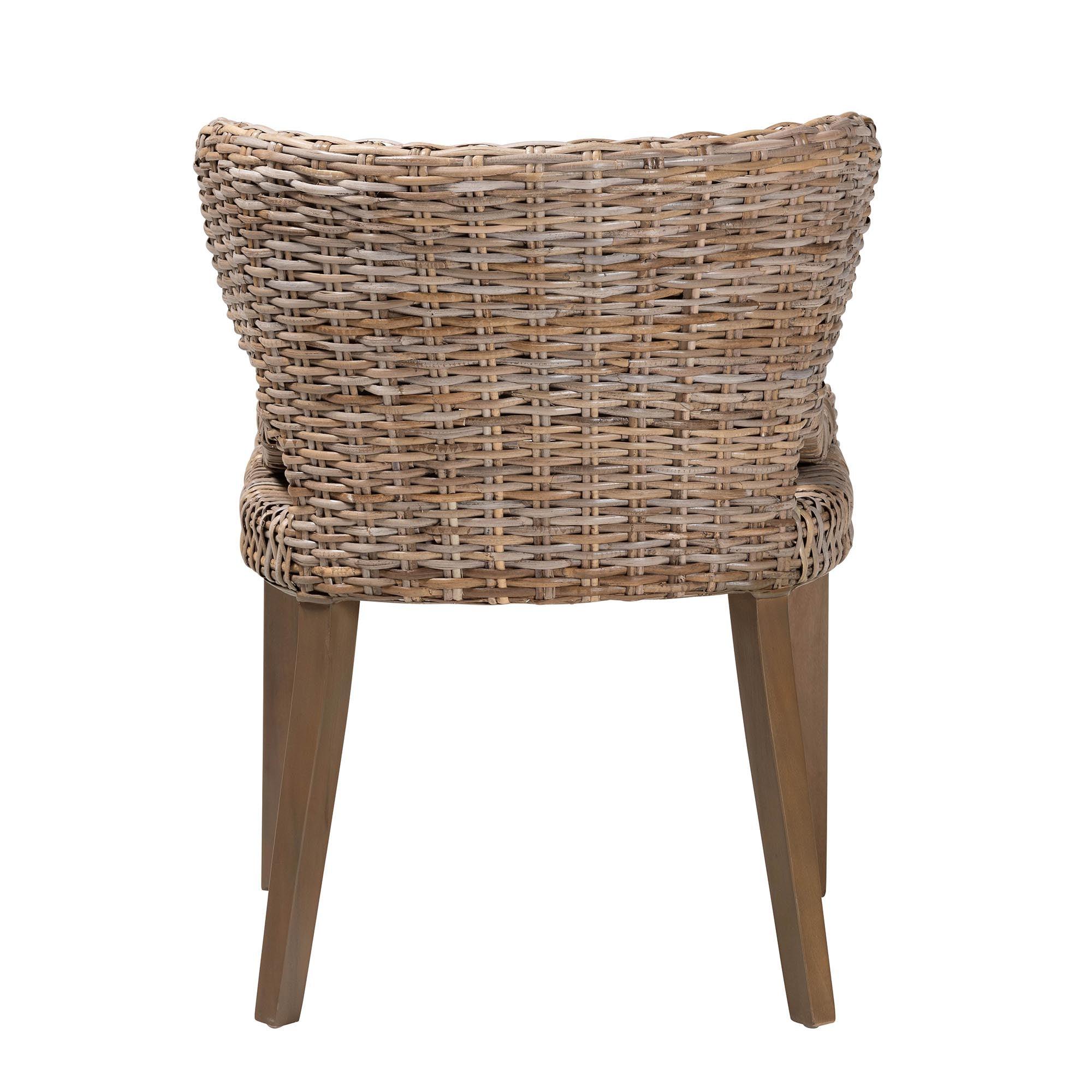 bali & pari Niesha Bohemian Kubu Rattan and Mahogany Wood Dining Chair