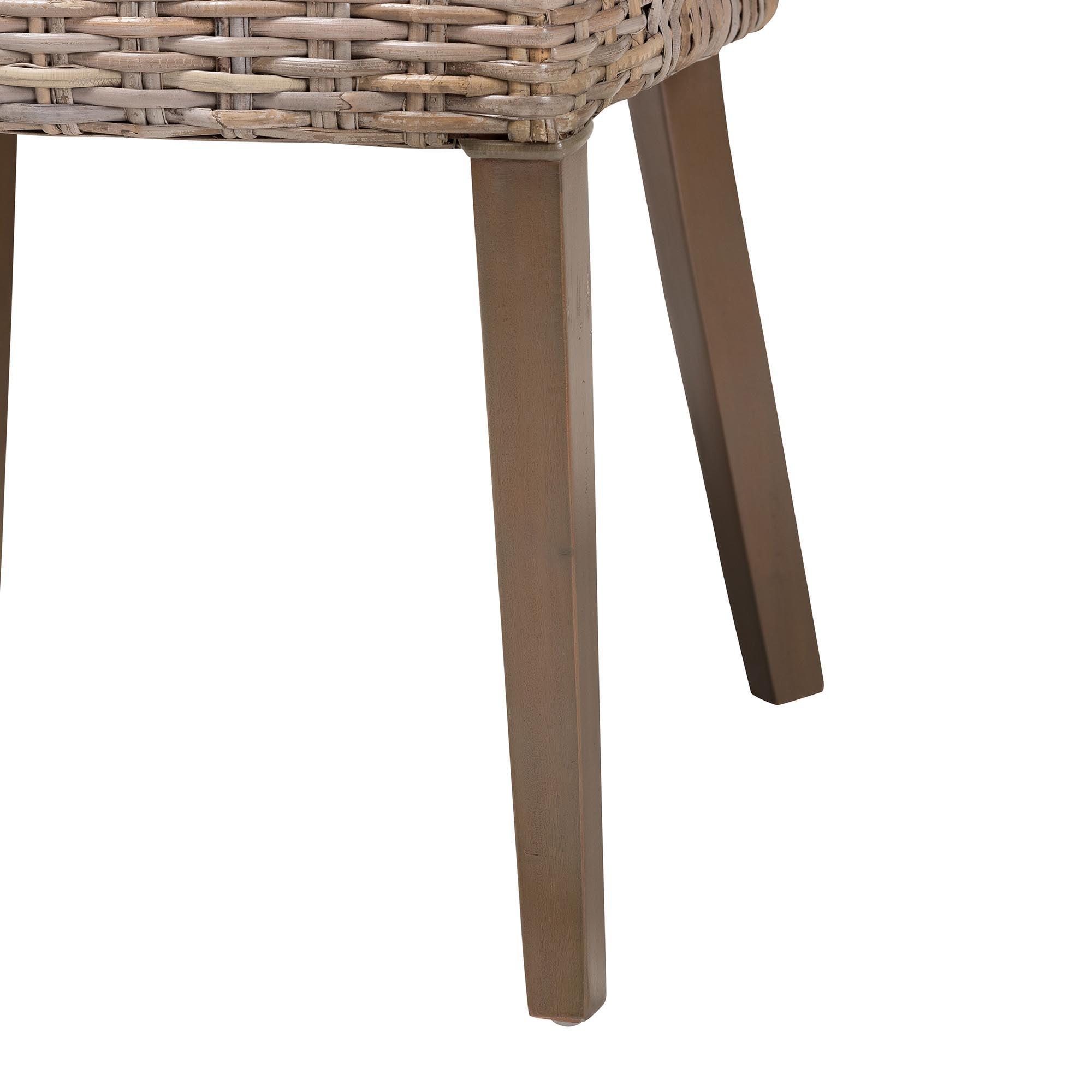 bali & pari Niesha Bohemian Kubu Rattan and Mahogany Wood Dining Chair