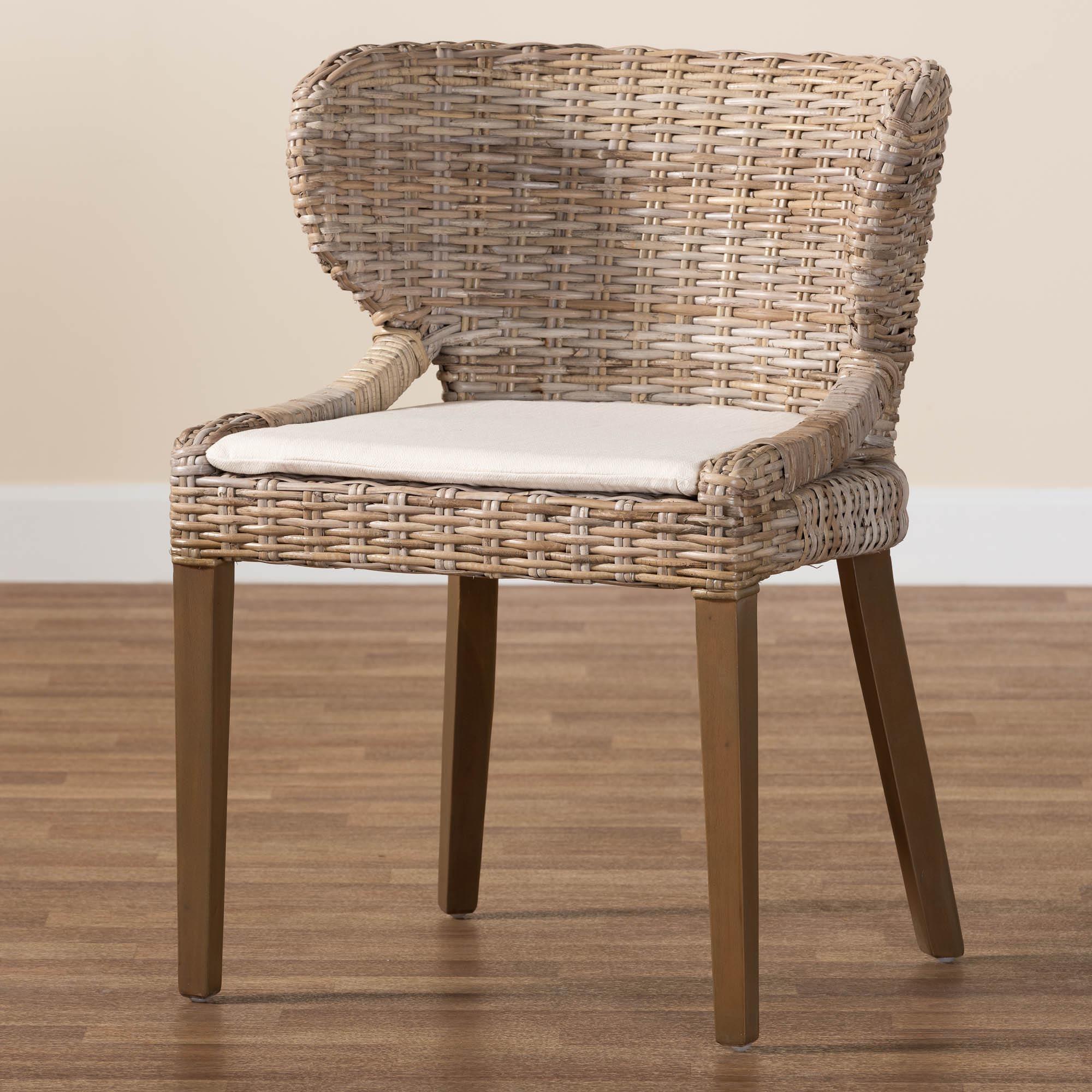 bali & pari Niesha Bohemian Kubu Rattan and Mahogany Wood Dining Chair