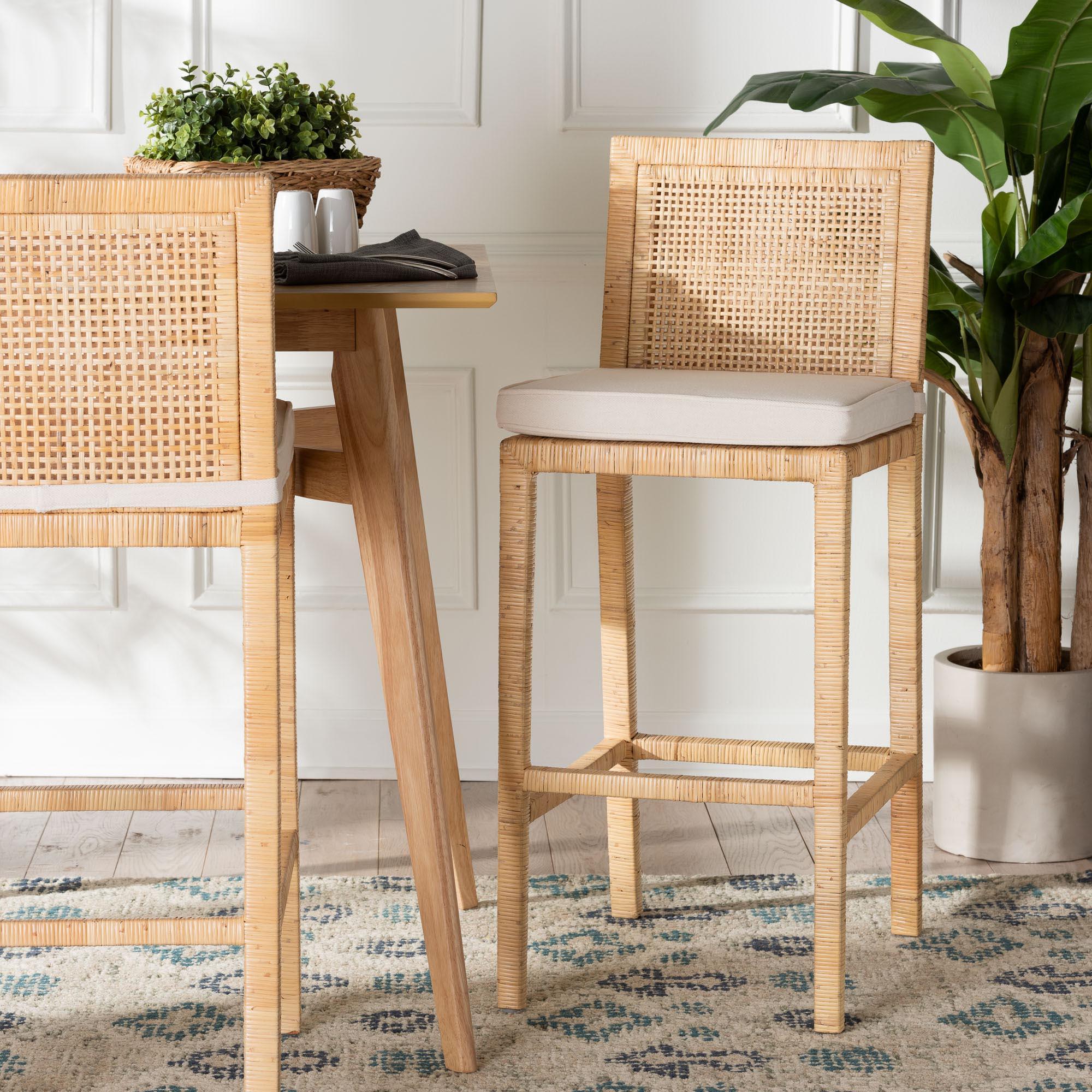 bali & pari Sofia Bohemian Rattan Bar Stool