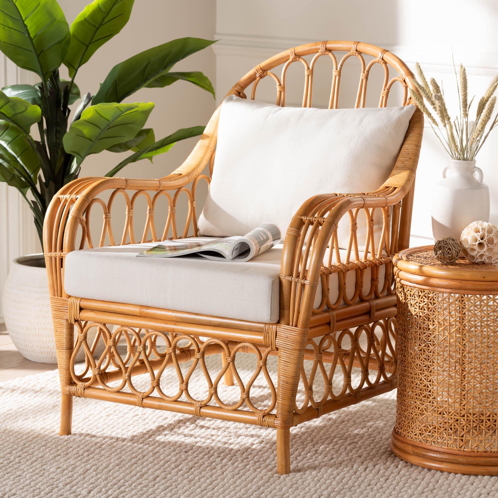 bali & pari Reina Bohemian Light Honey Rattan Arm Chair