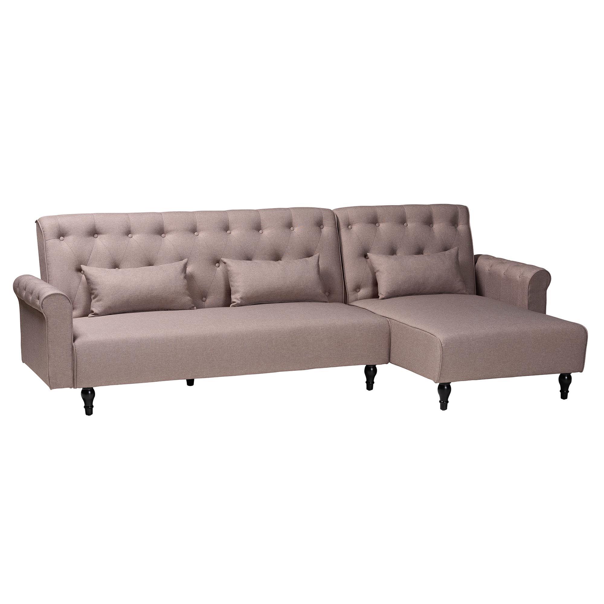 Chesterfield Retro-Modern Clay Fabric Upholstered Convertible Sleeper Sofa