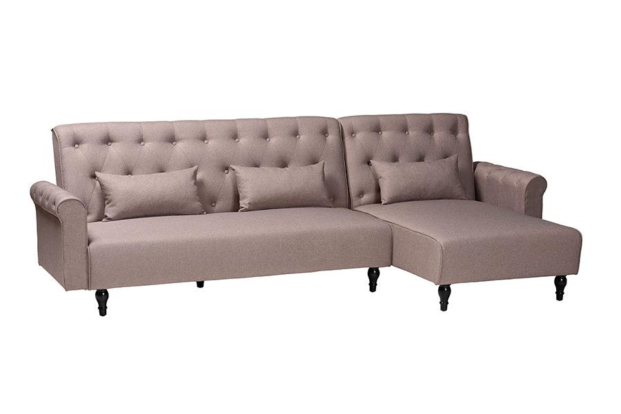 Chesterfield Retro-Modern Clay Fabric Upholstered Convertible Sleeper Sofa