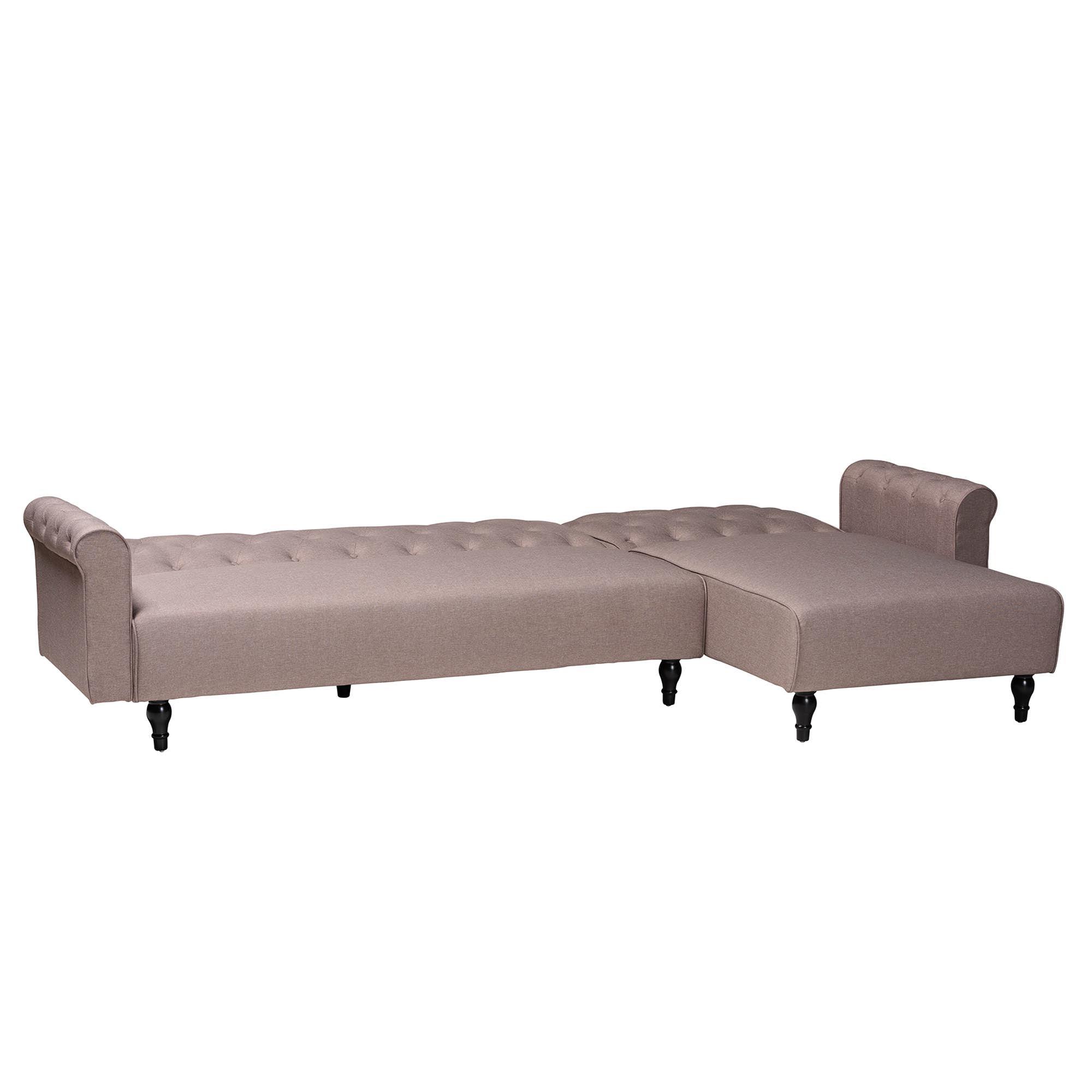 Chesterfield Retro-Modern Clay Fabric Upholstered Convertible Sleeper Sofa