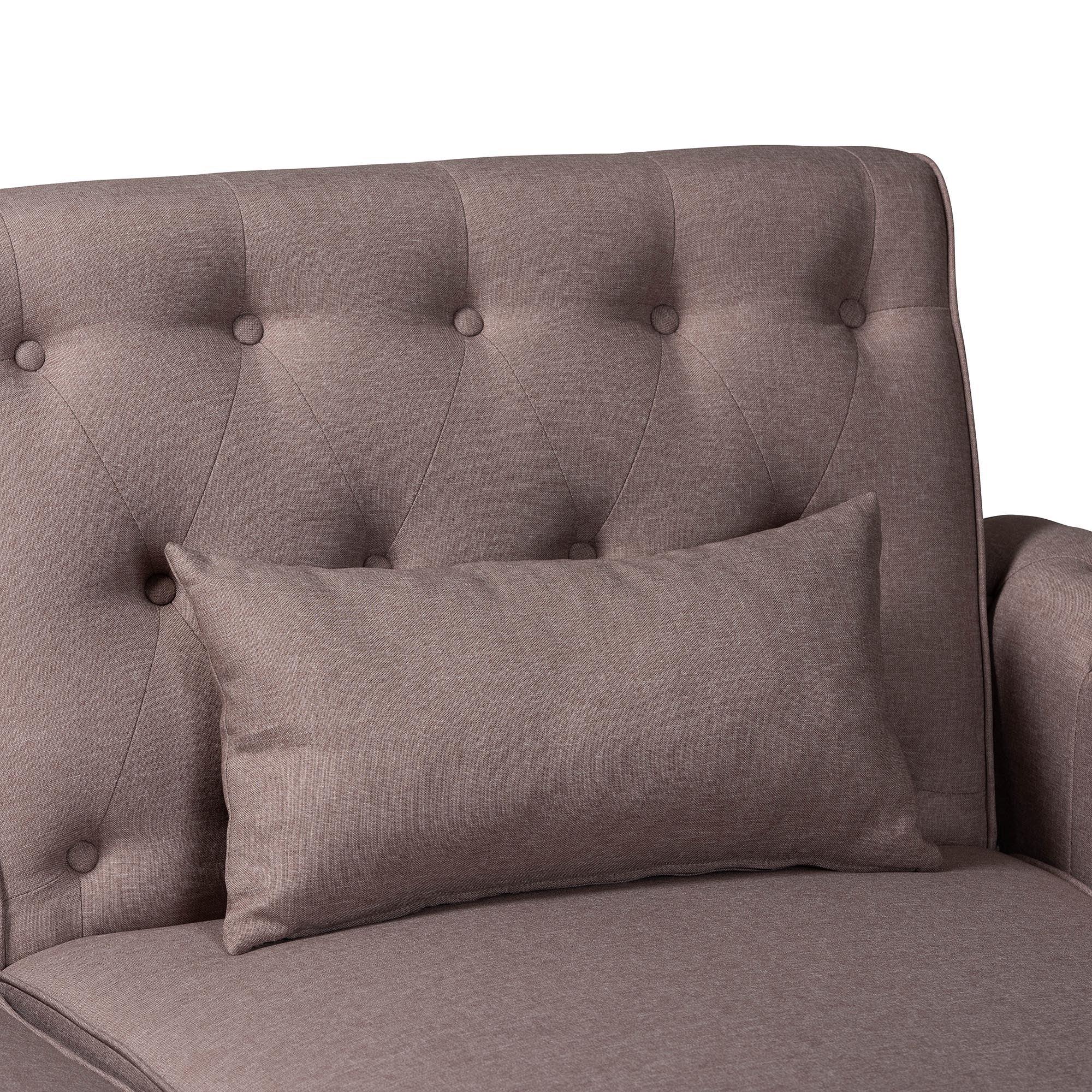 Chesterfield Retro-Modern Clay Fabric Upholstered Convertible Sleeper Sofa