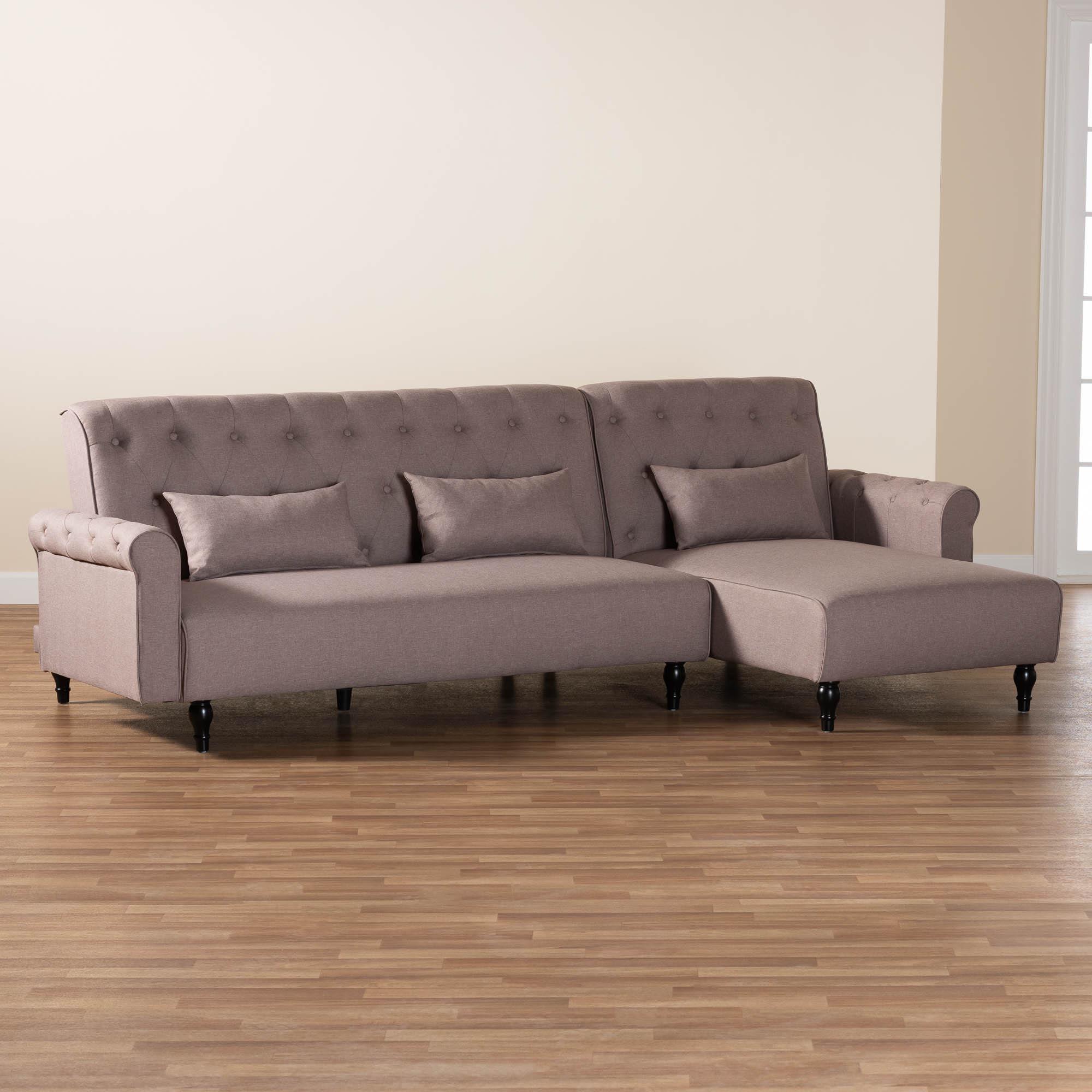 Chesterfield Retro-Modern Clay Fabric Upholstered Convertible Sleeper Sofa