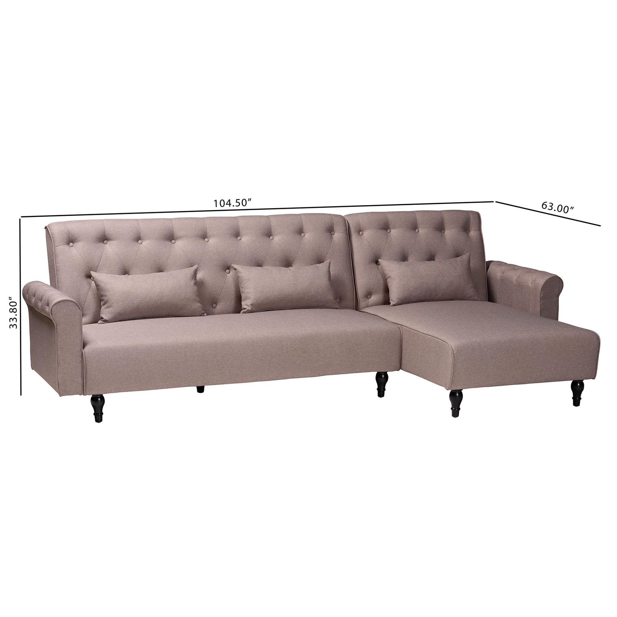 Chesterfield Retro-Modern Clay Fabric Upholstered Convertible Sleeper Sofa