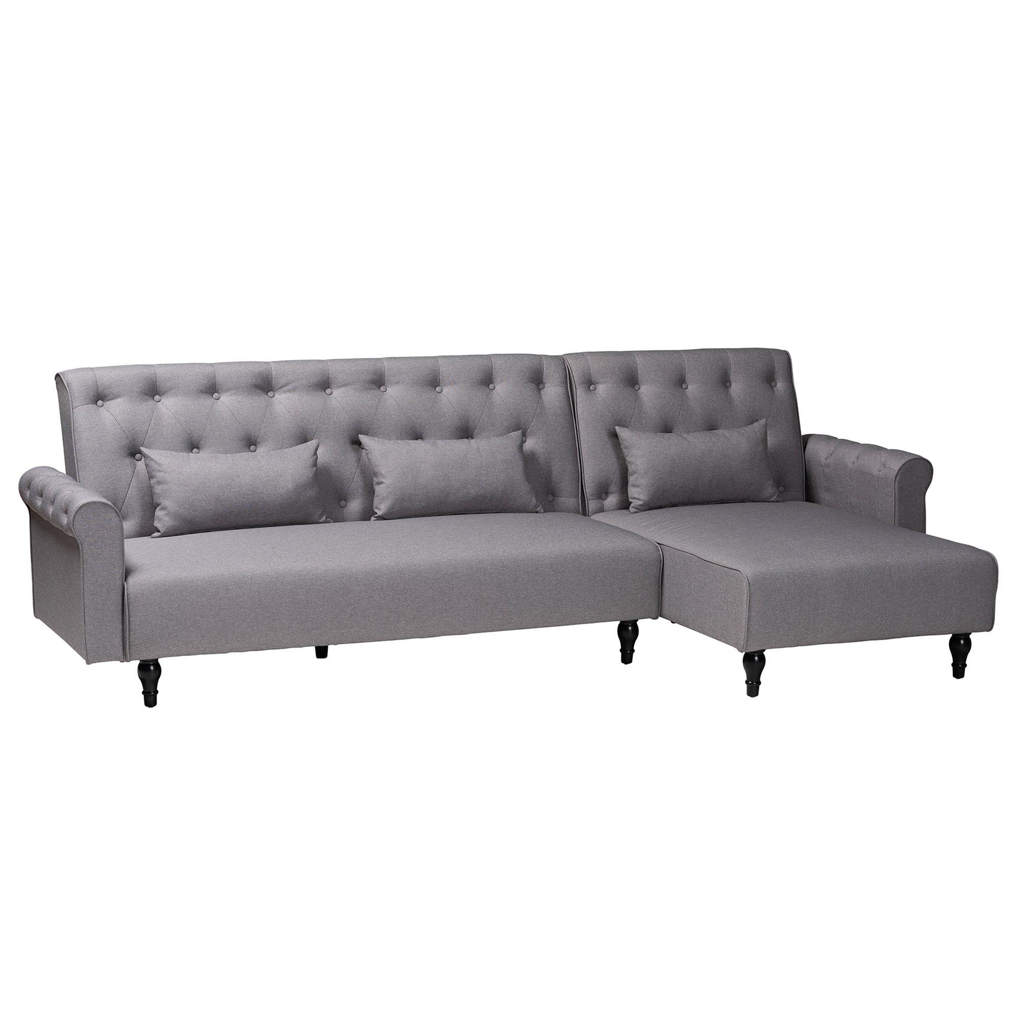 Chesterfield Retro-Modern Slate Fabric Upholstered Convertible Sleeper Sofa