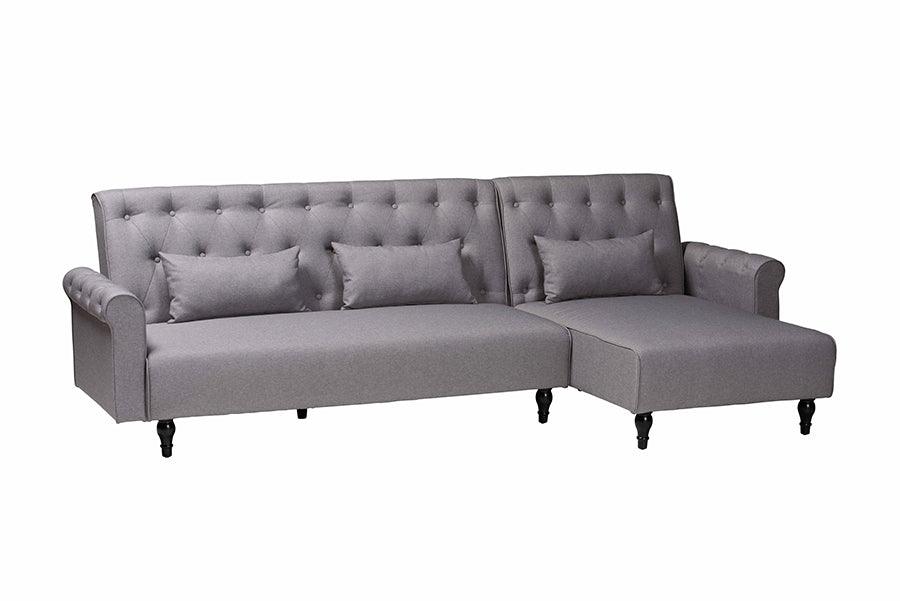 Chesterfield Retro-Modern Slate Fabric Upholstered Convertible Sleeper Sofa