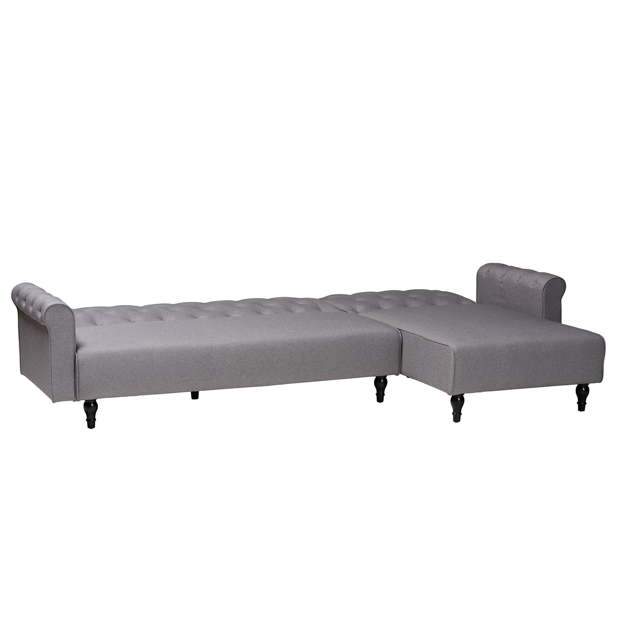 Chesterfield Retro-Modern Slate Fabric Upholstered Convertible Sleeper Sofa