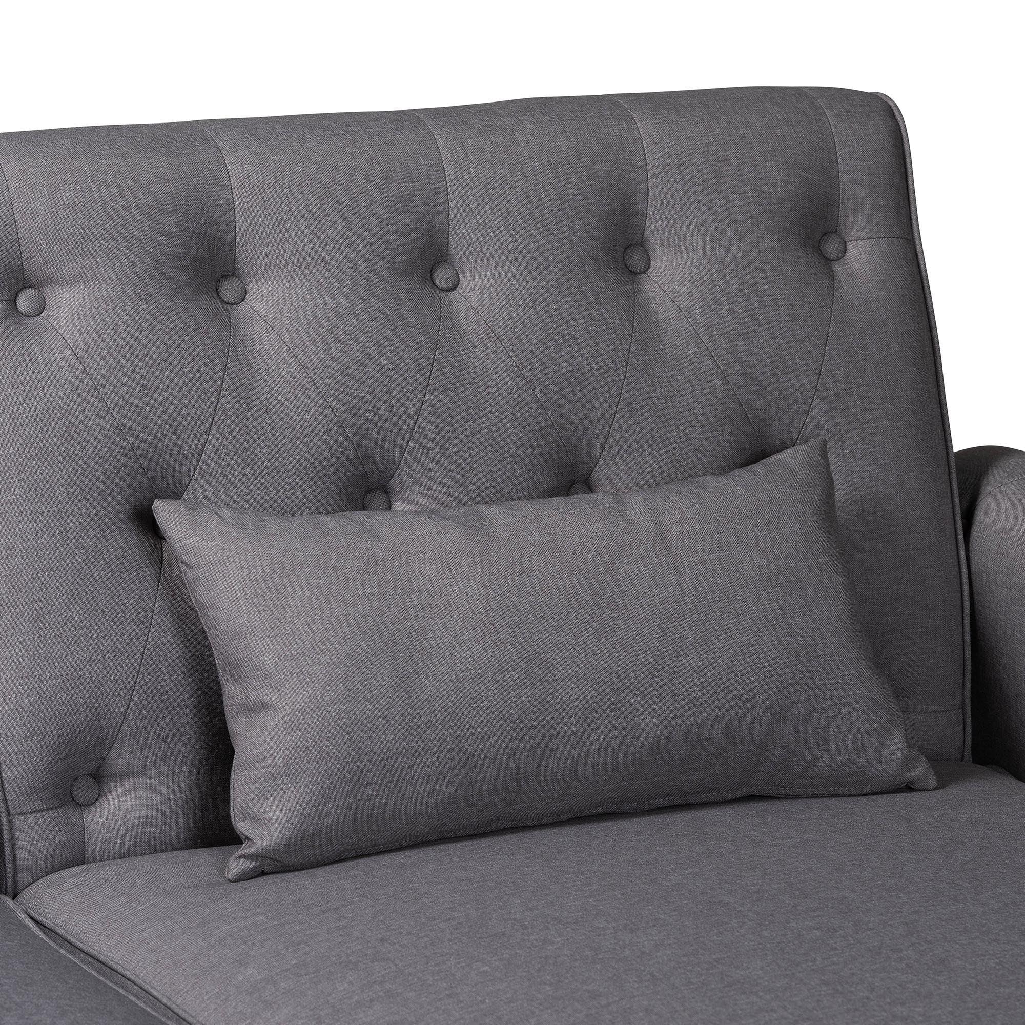 Chesterfield Retro-Modern Slate Fabric Upholstered Convertible Sleeper Sofa