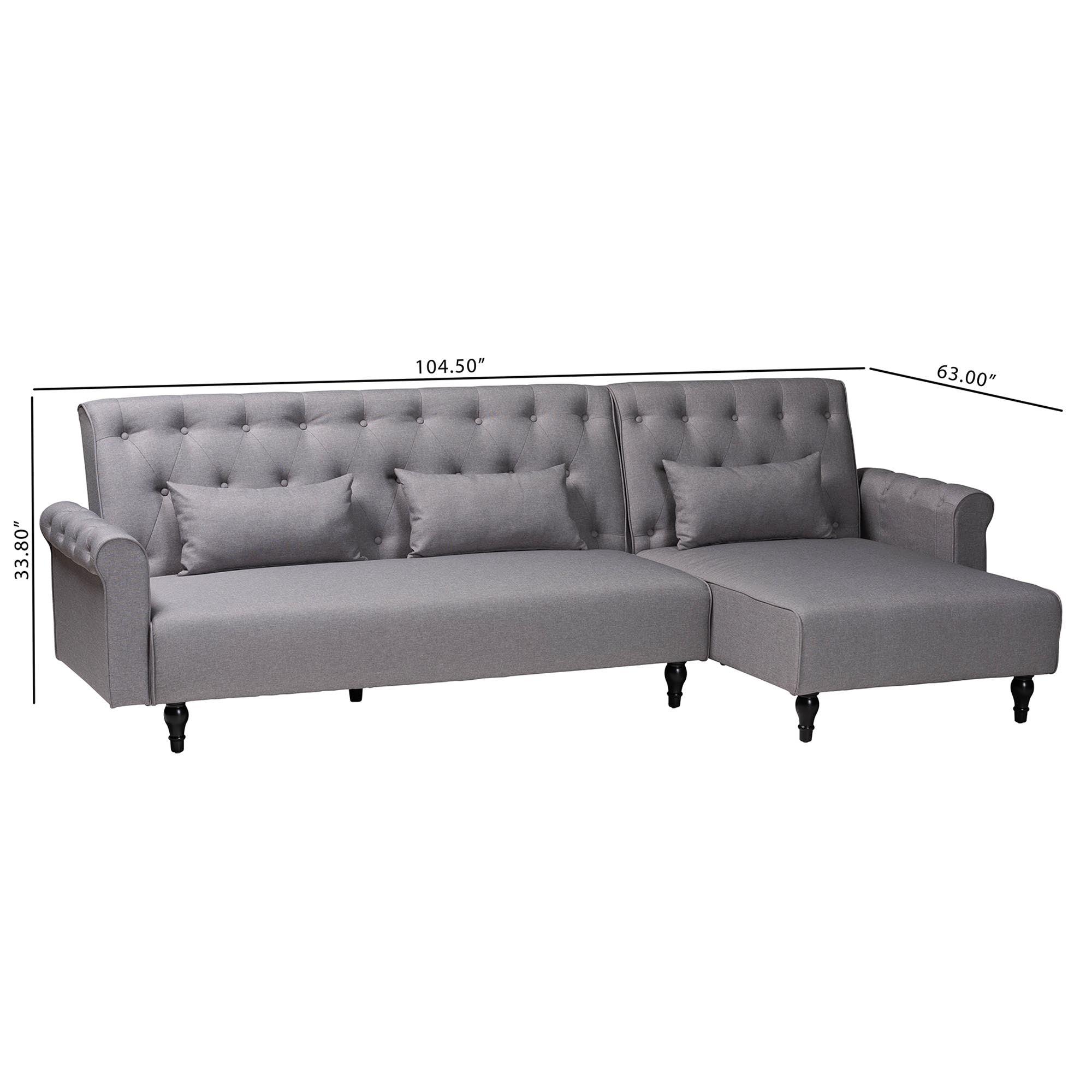 Chesterfield Retro-Modern Slate Fabric Upholstered Convertible Sleeper Sofa