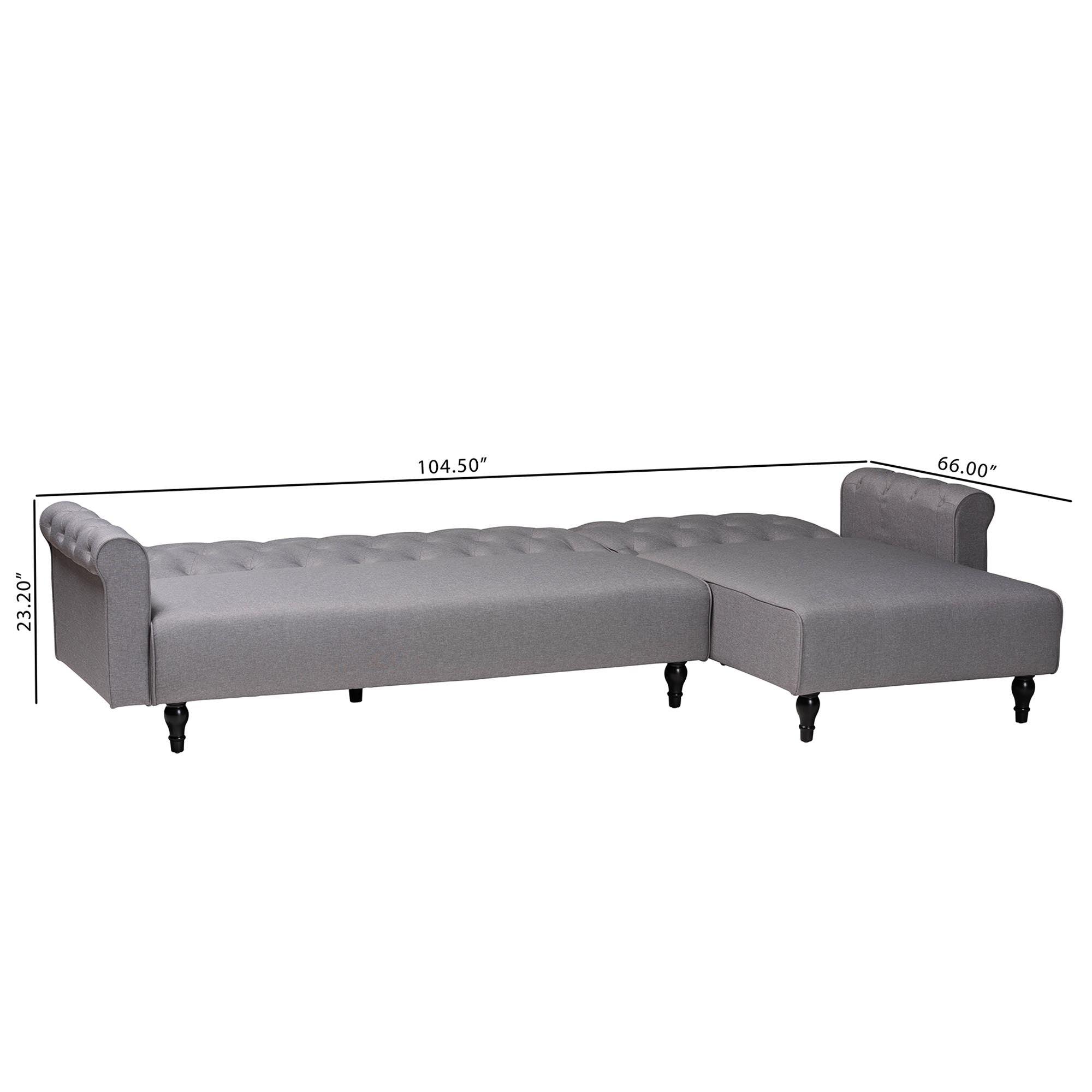 Chesterfield Retro-Modern Slate Fabric Upholstered Convertible Sleeper Sofa