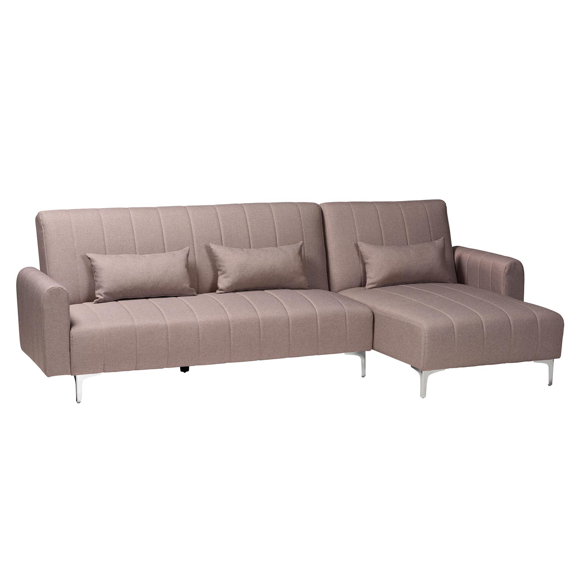 Lanoma Contemporary Clay Fabric Upholstered Convertible Sleeper Sofa