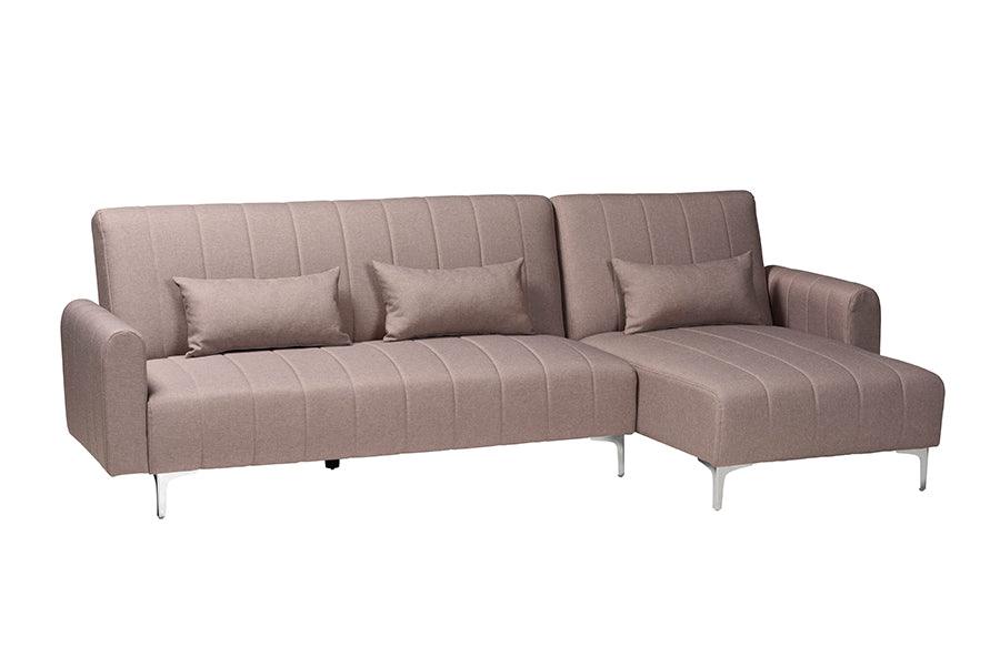 Lanoma Contemporary Clay Fabric Upholstered Convertible Sleeper Sofa