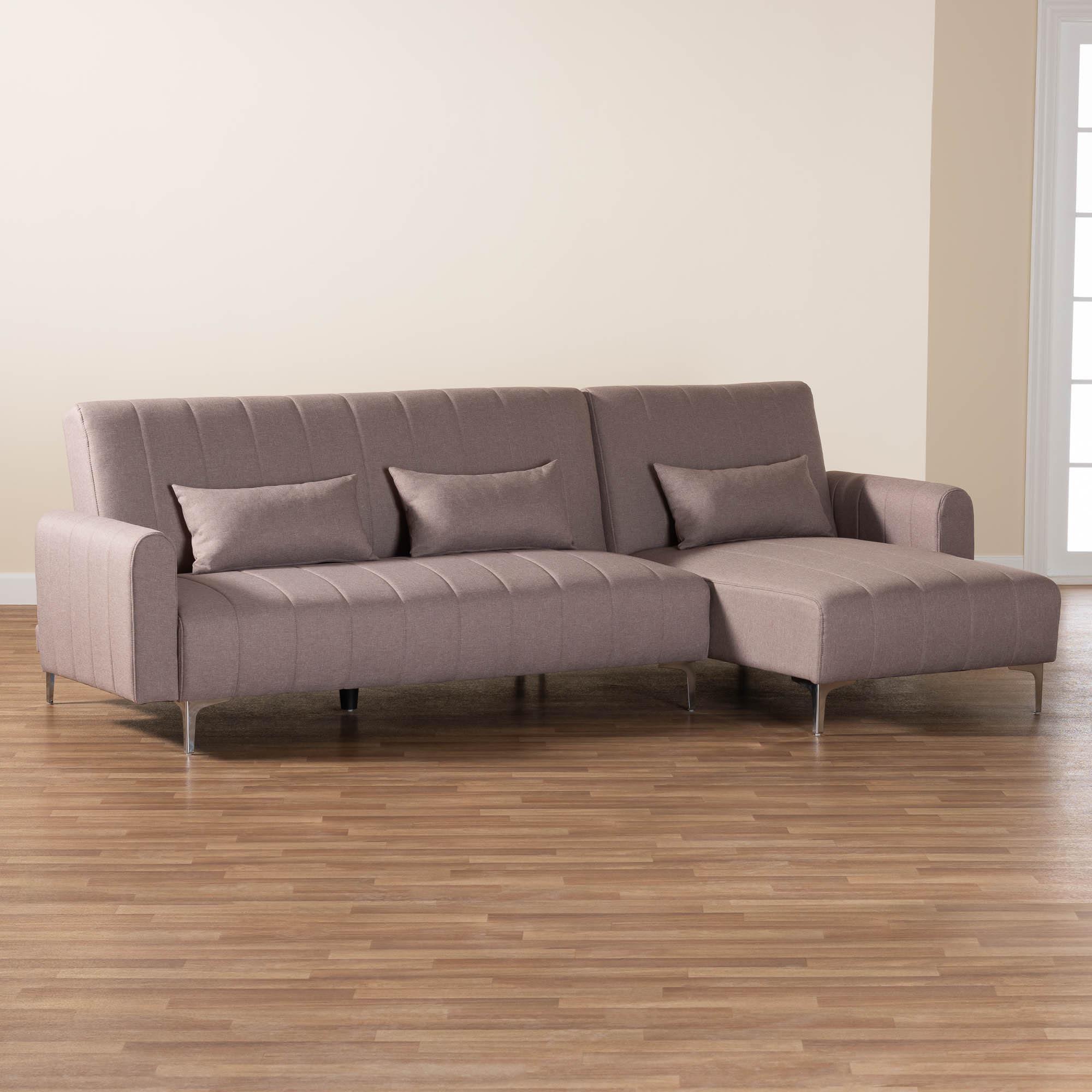 Lanoma Contemporary Clay Fabric Upholstered Convertible Sleeper Sofa