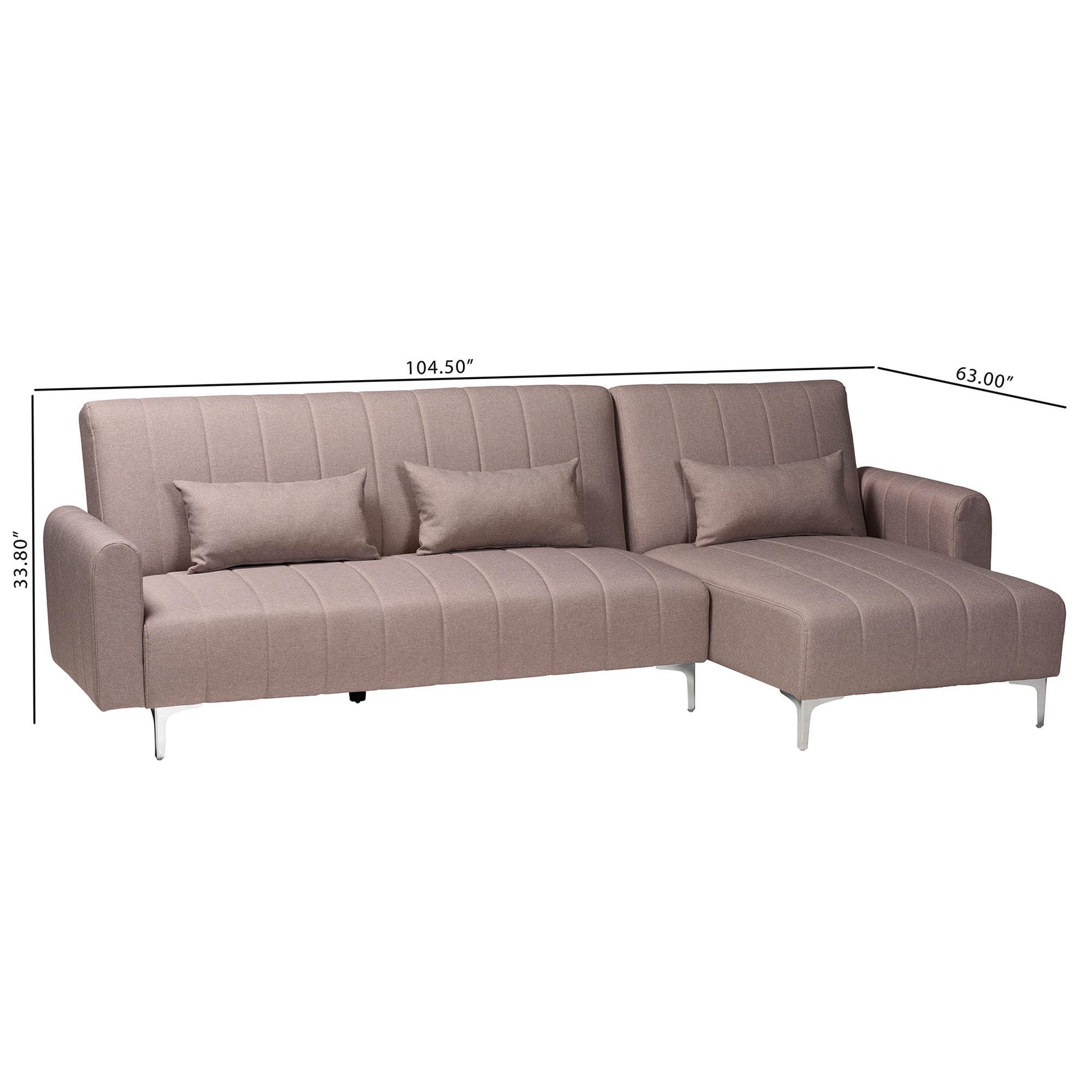 Lanoma Contemporary Clay Fabric Upholstered Convertible Sleeper Sofa