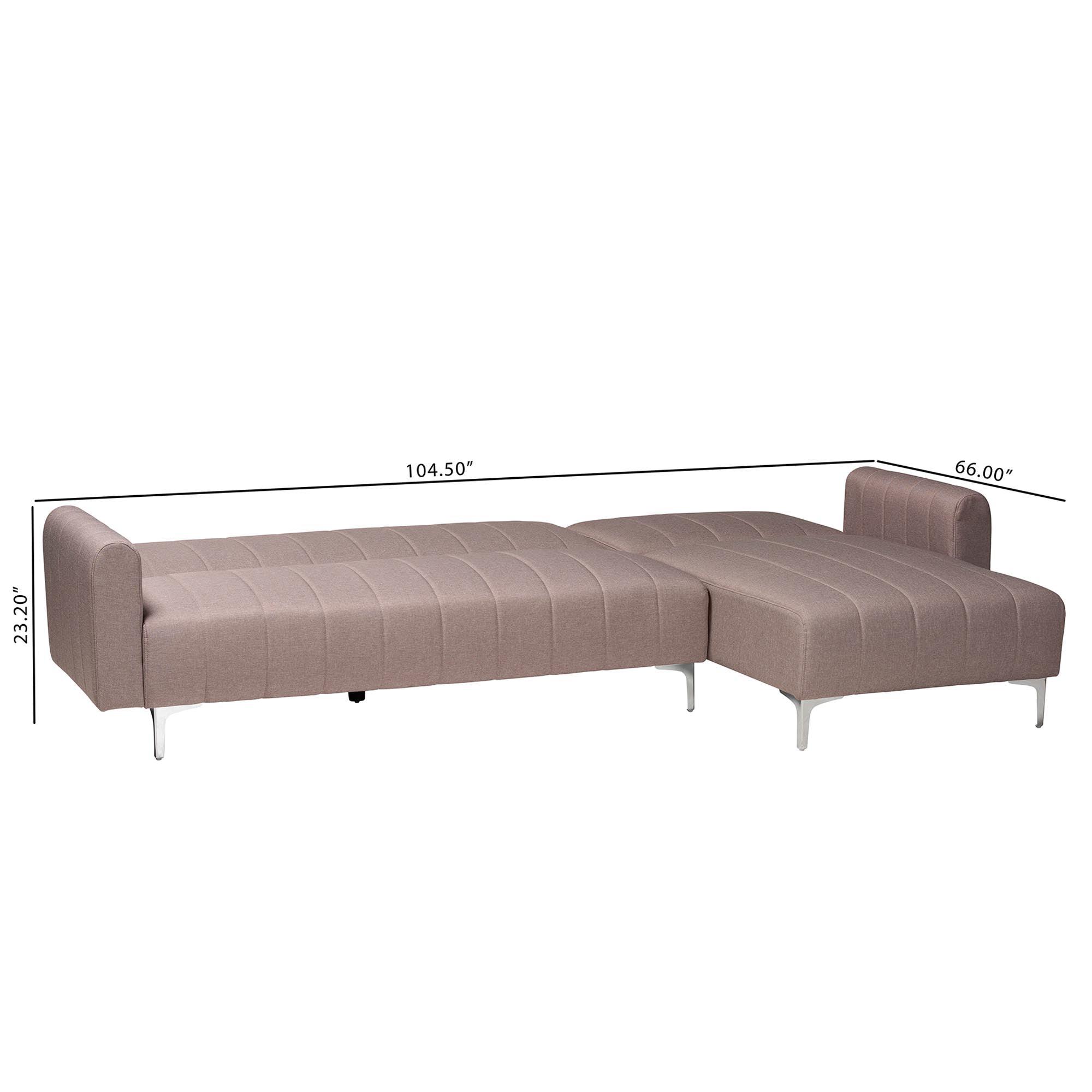 Lanoma Contemporary Clay Fabric Upholstered Convertible Sleeper Sofa