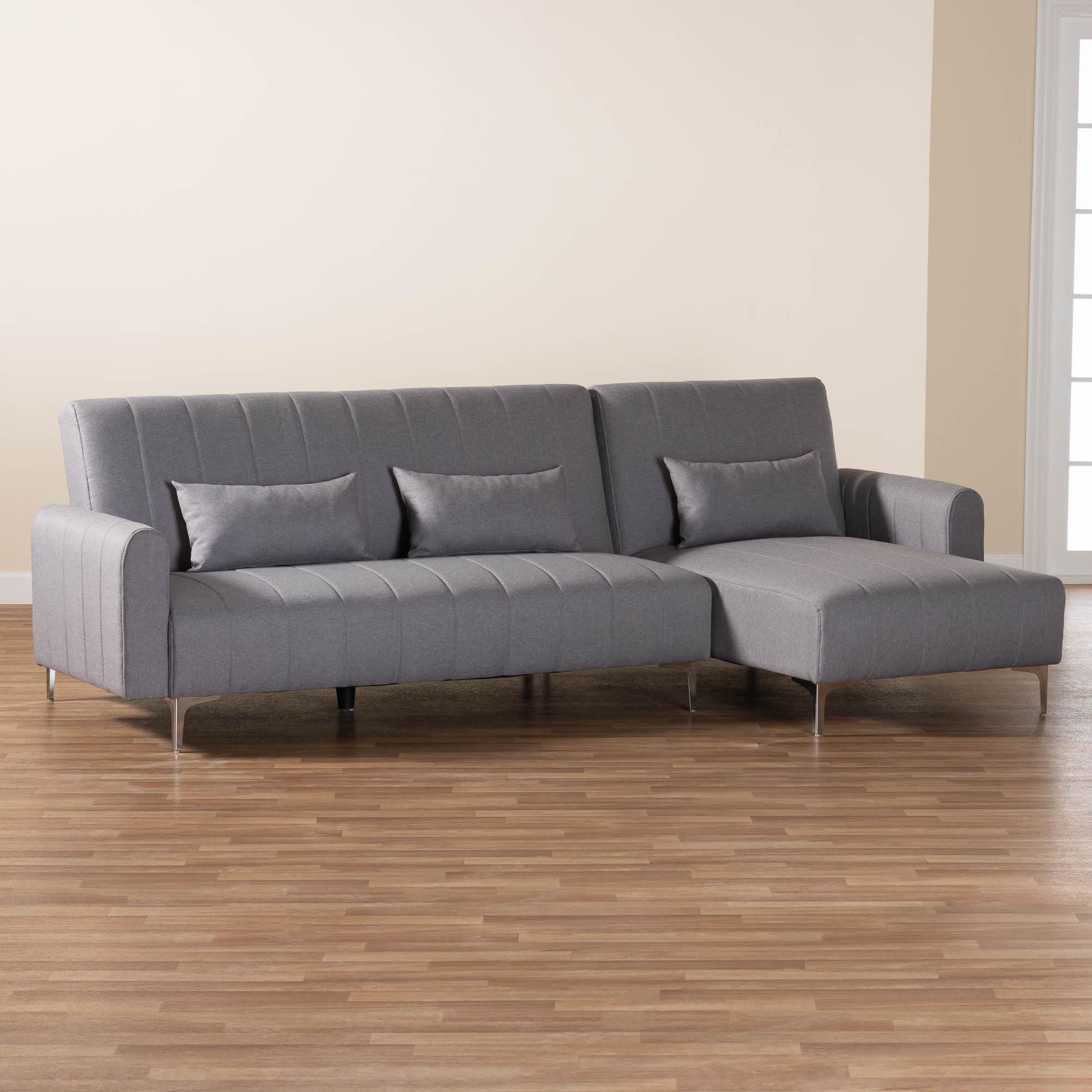 Lanoma Contemporary Slate Fabric Upholstered Convertible Sleeper Sofa