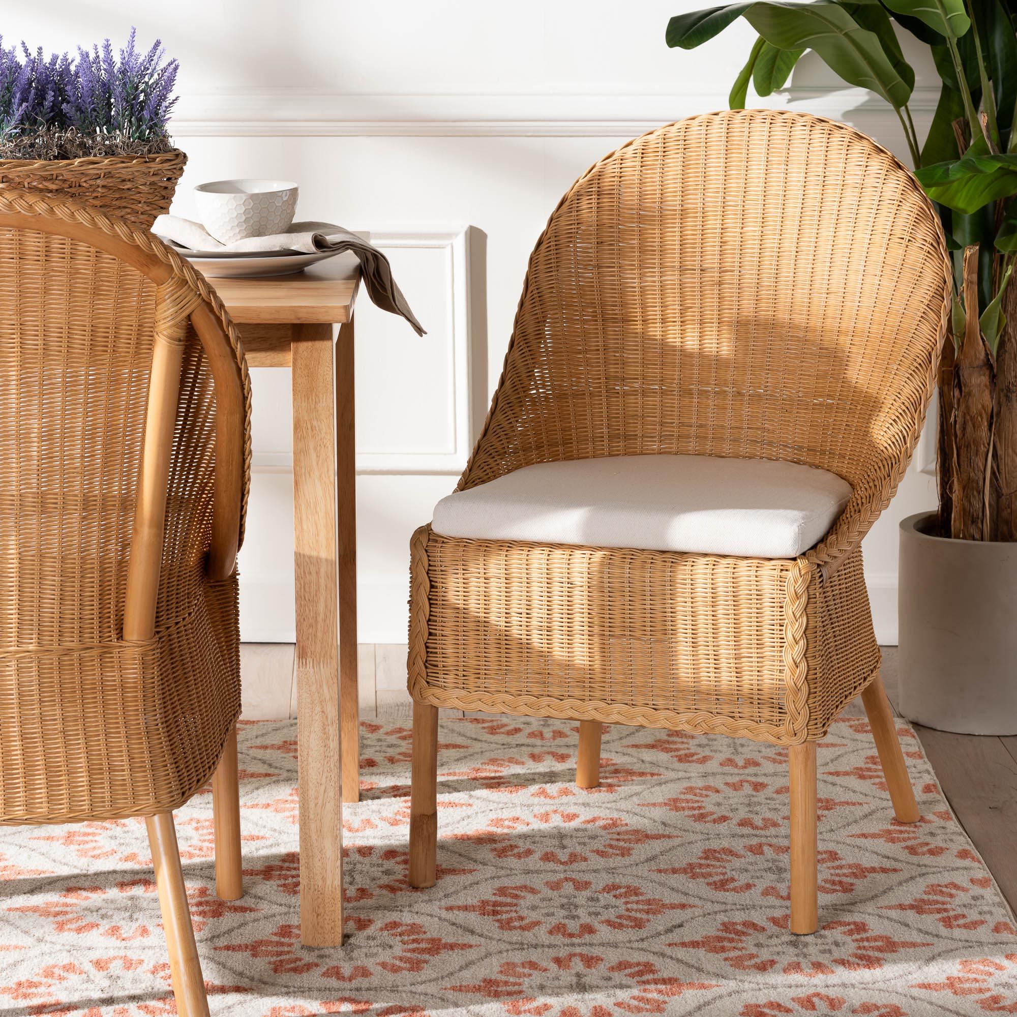 bali & pari Camelia Bohemian Light Honey Rattan Dining Chair