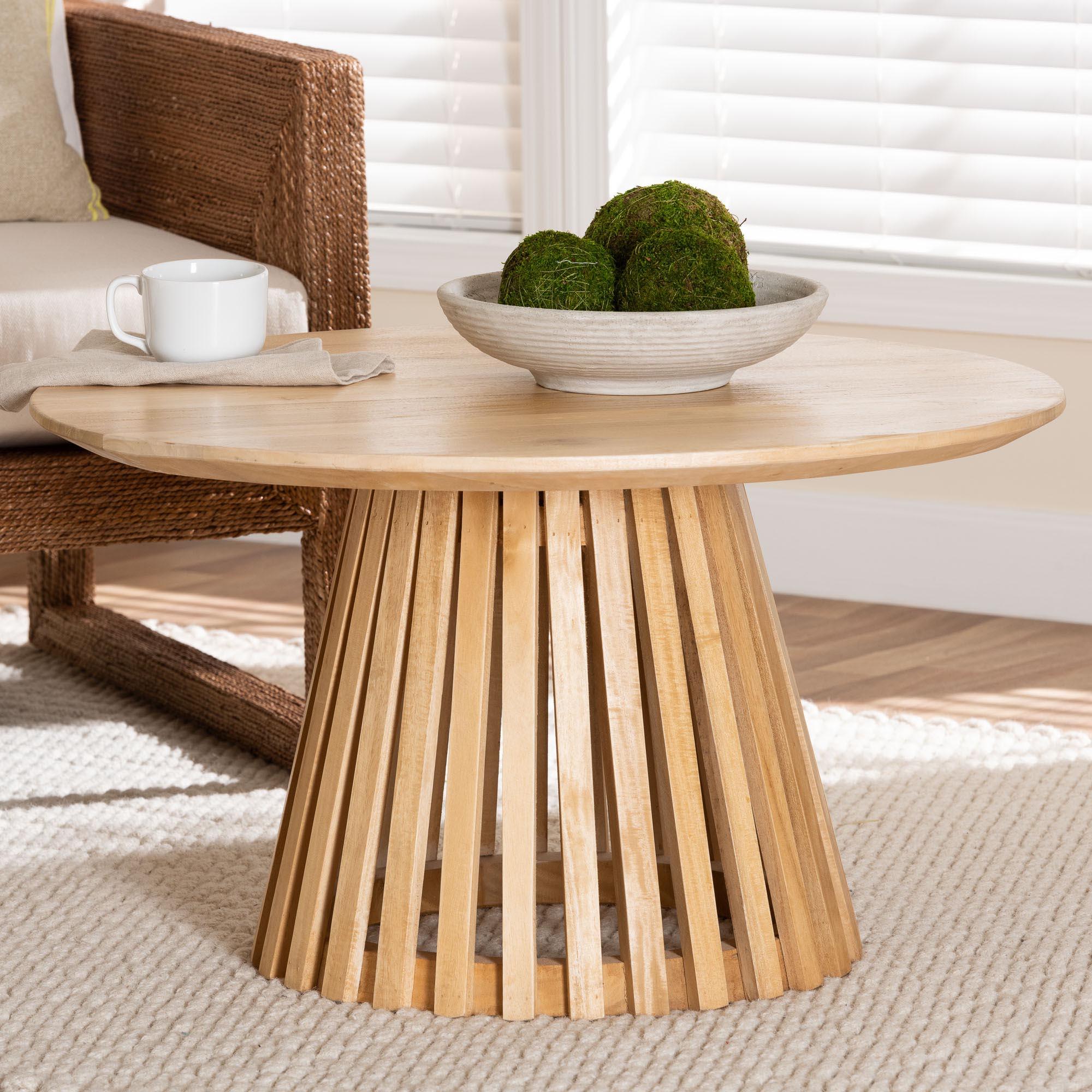 bali & pari Caribic Modern Slatted Acacia Wood Coffee Table