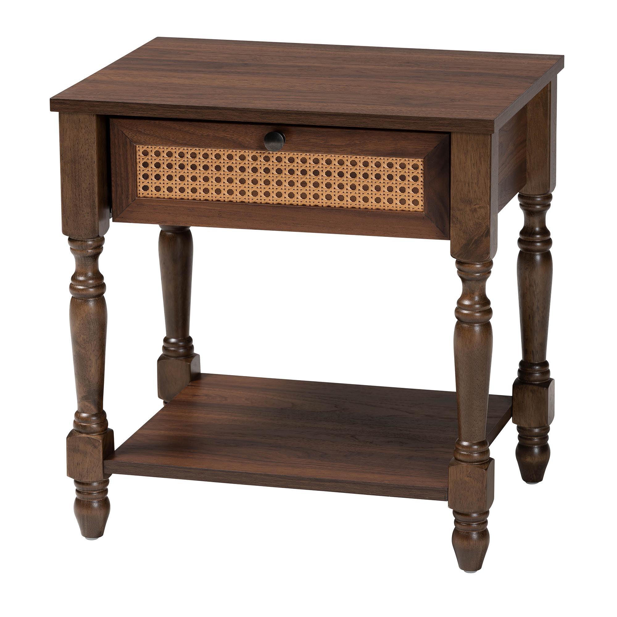 Roden Transitional Nightstand with Rattan