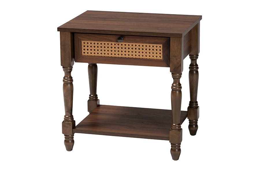 Roden Transitional Nightstand with Rattan