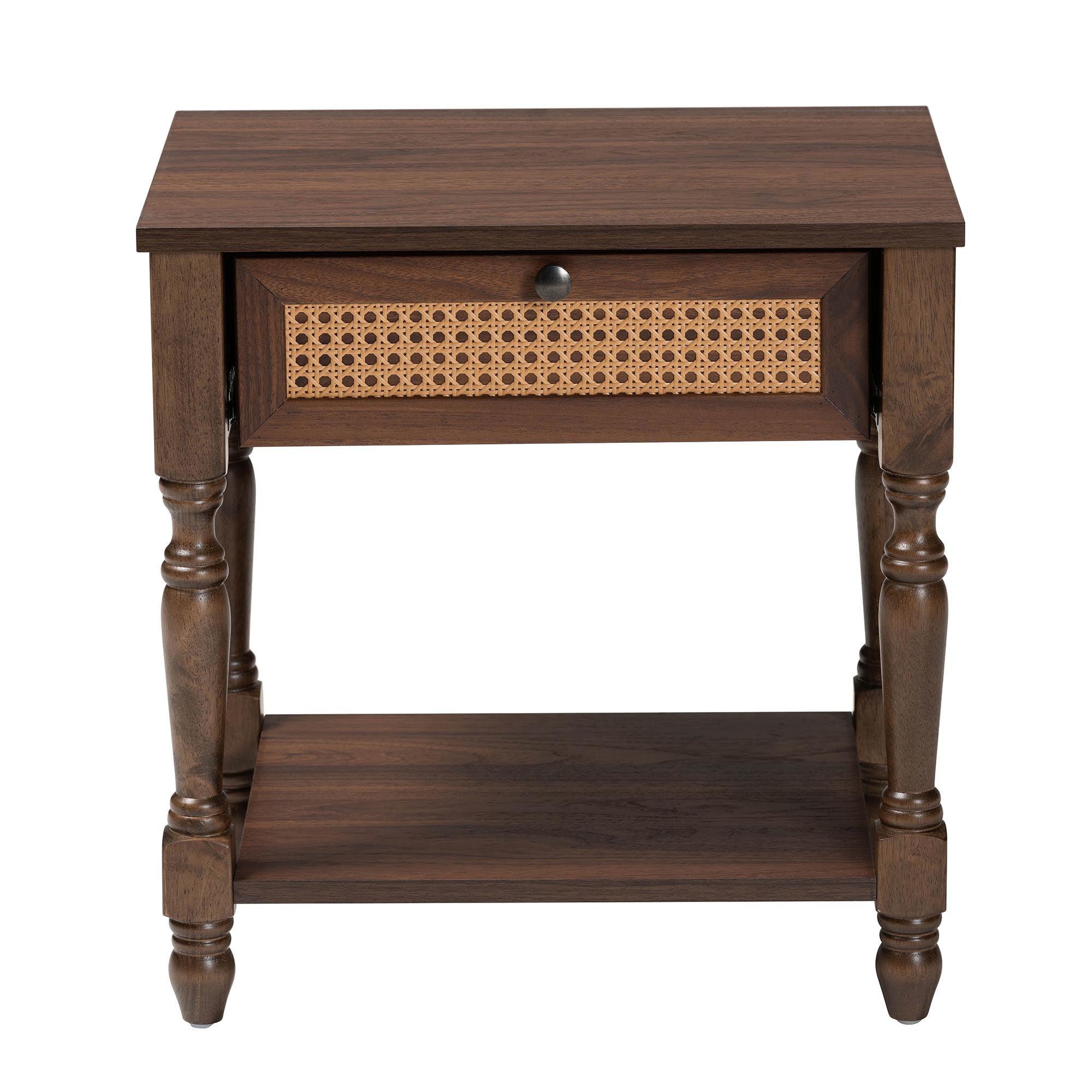 Roden Transitional Nightstand with Rattan