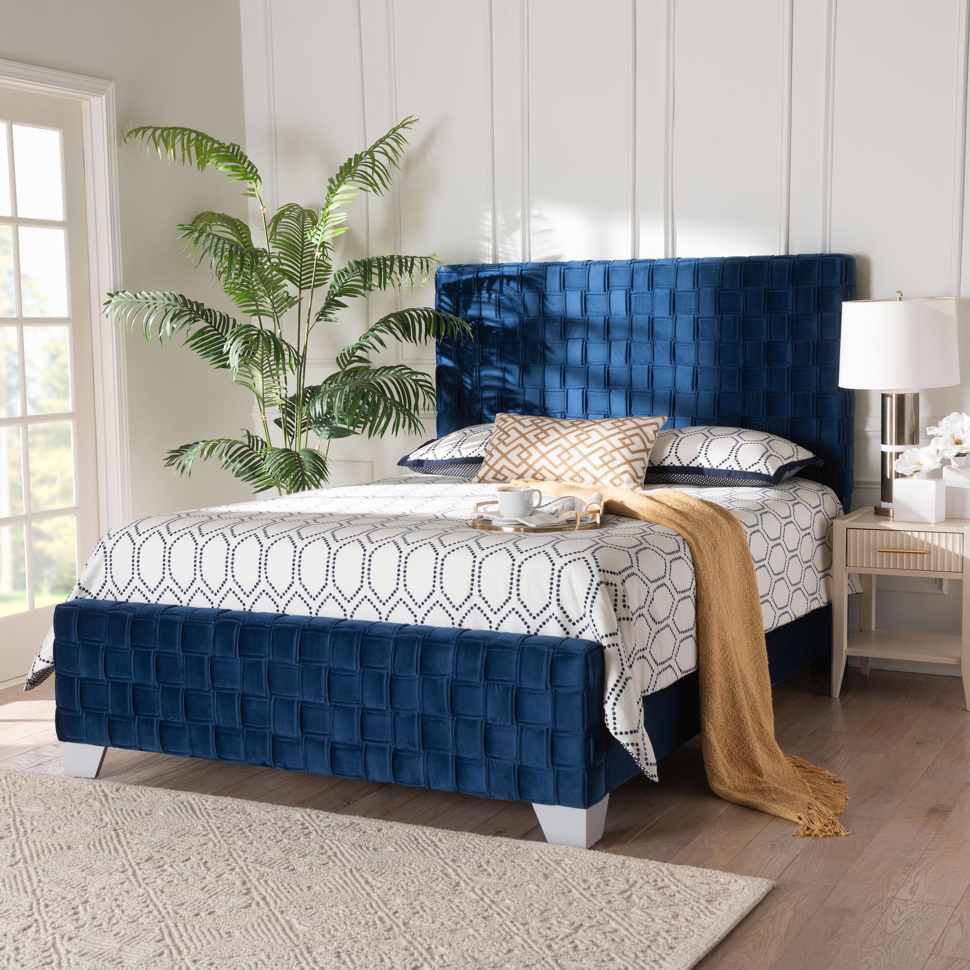 Emlyn Glam and Luxe Velvet Fabric Panel Bed