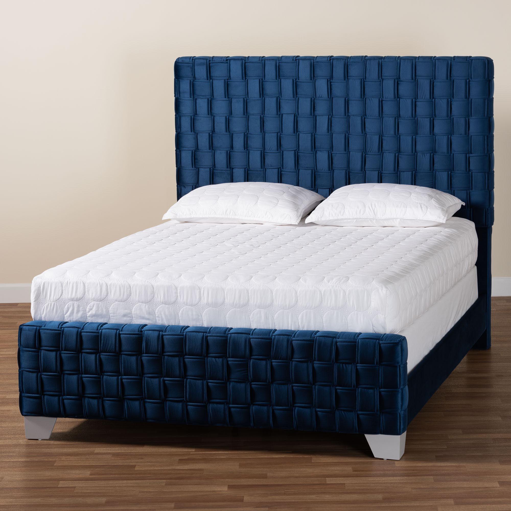 Emlyn Glam and Luxe Velvet Fabric Panel Bed