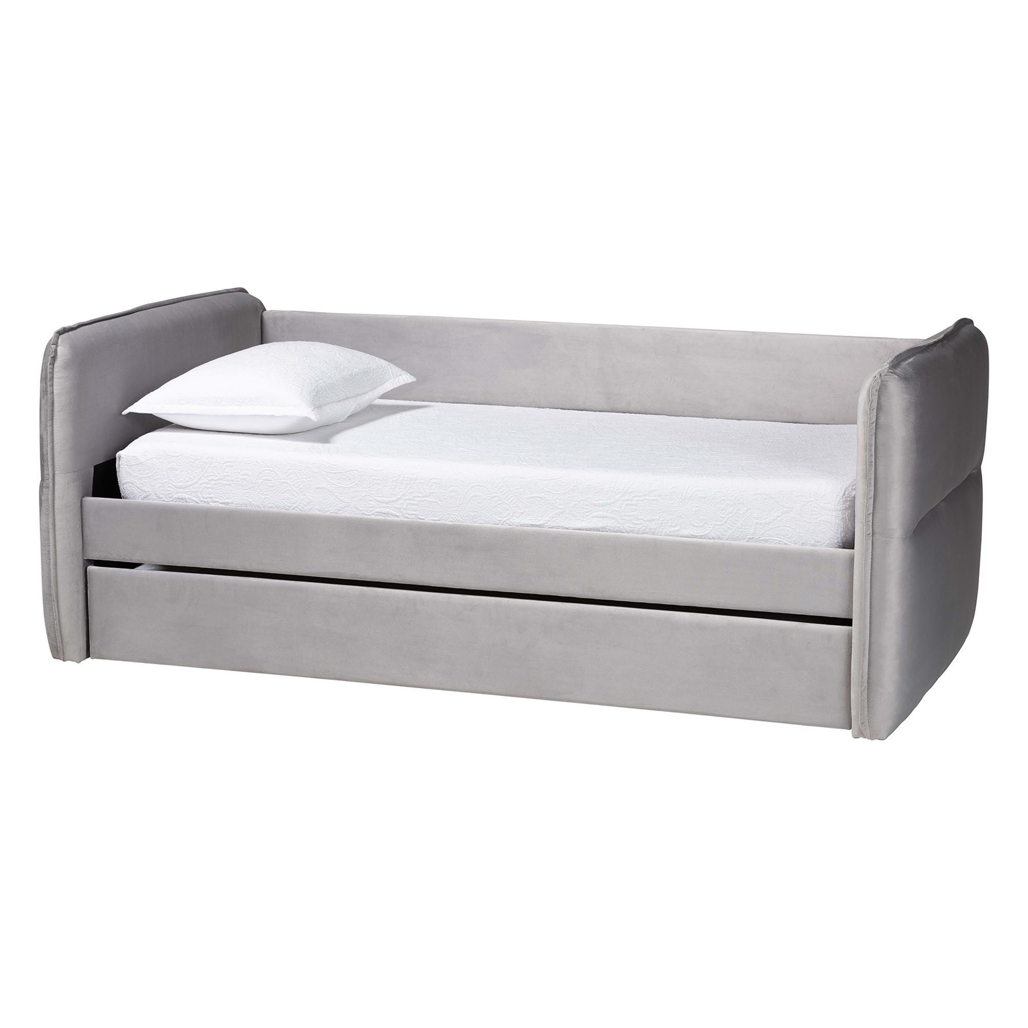 Finch Modern Light Velvet Fabric Daybed with Trundle