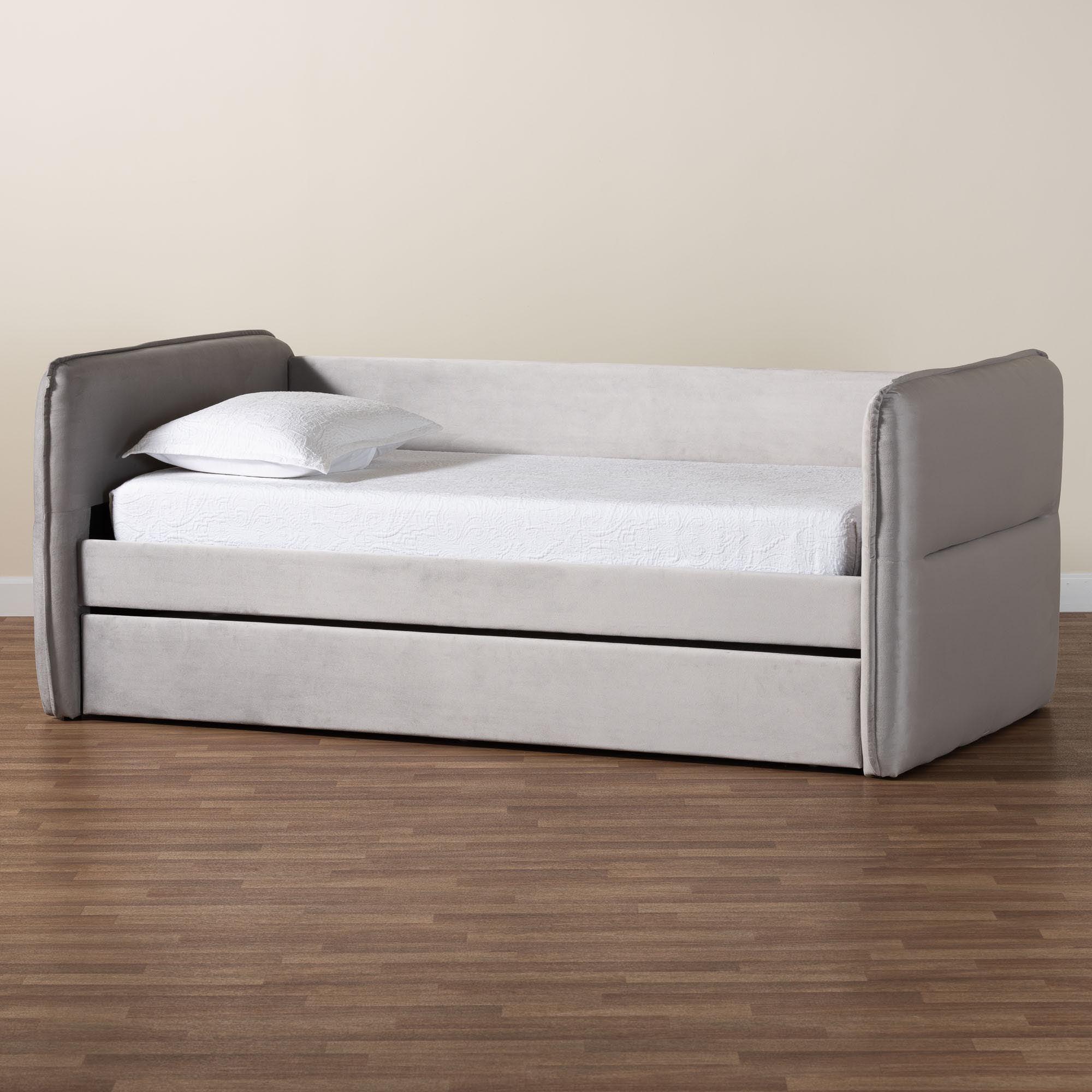 Finch Modern Light Velvet Fabric Daybed with Trundle