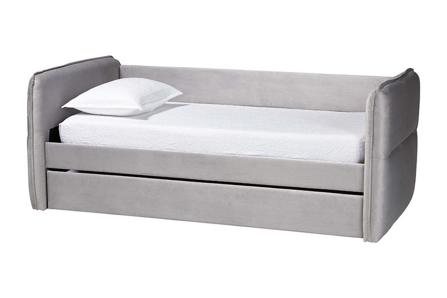 Finch Modern Light Velvet Fabric Daybed with Trundle