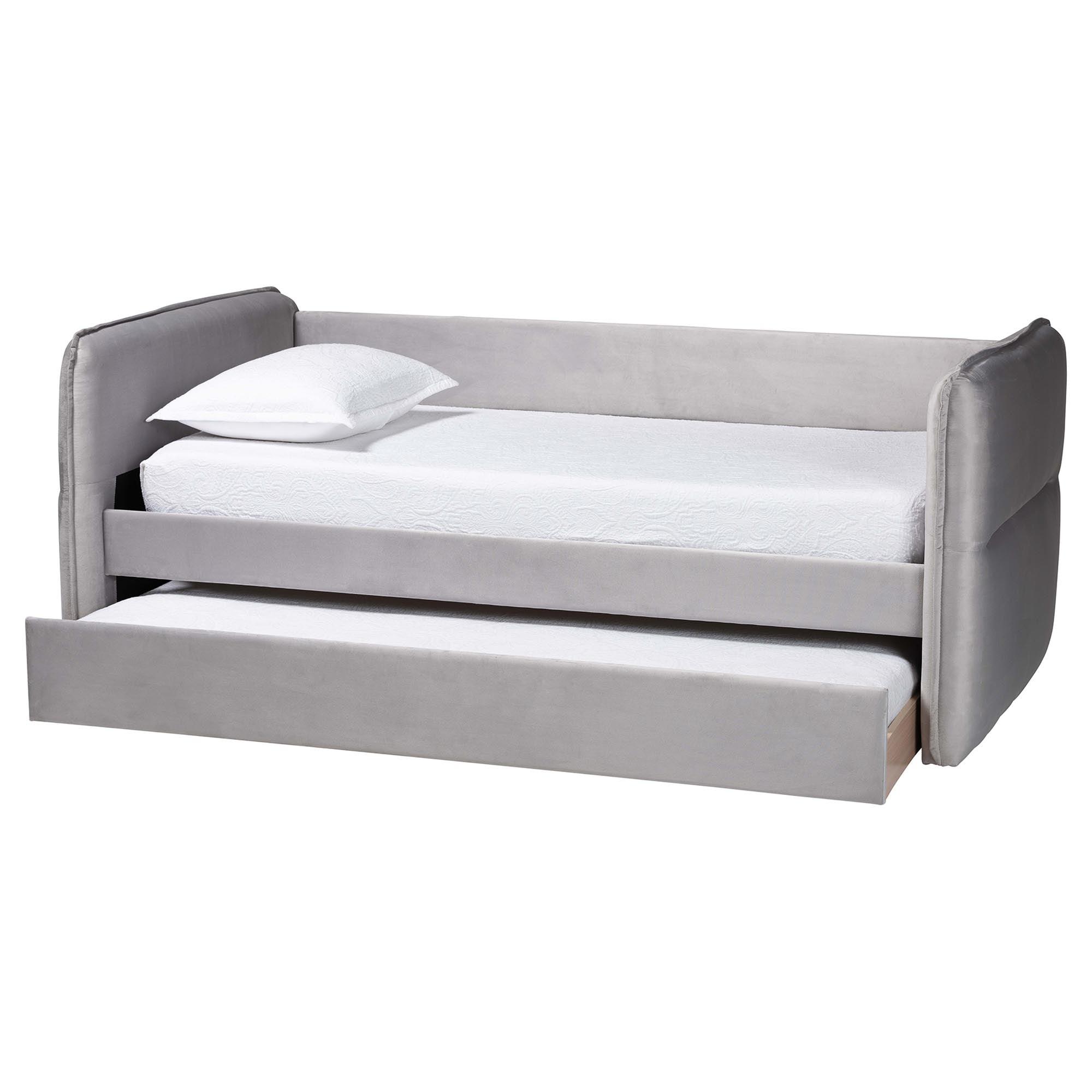 Finch Modern Light Velvet Fabric Daybed with Trundle