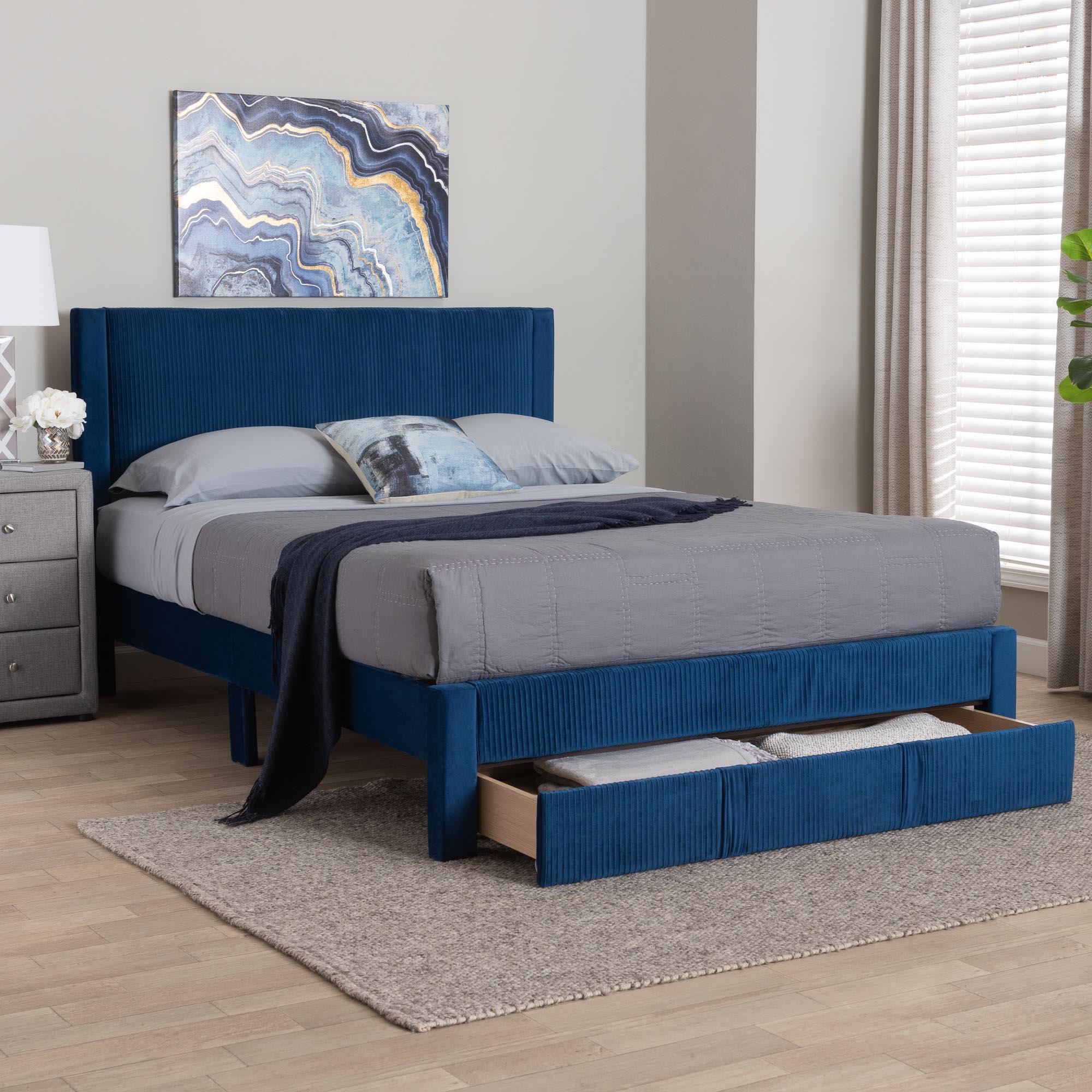 Elora Modern Pleated Velvet Storage Bed